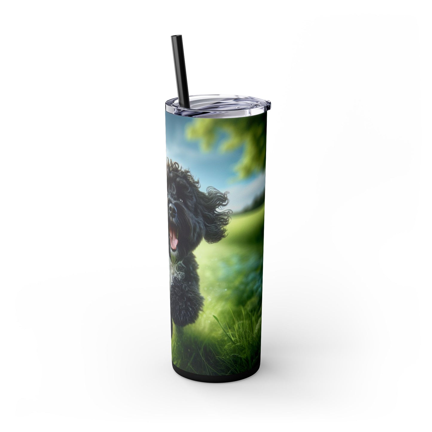 Portuguese Water Dog Skinny Tumbler with Straw, 20oz