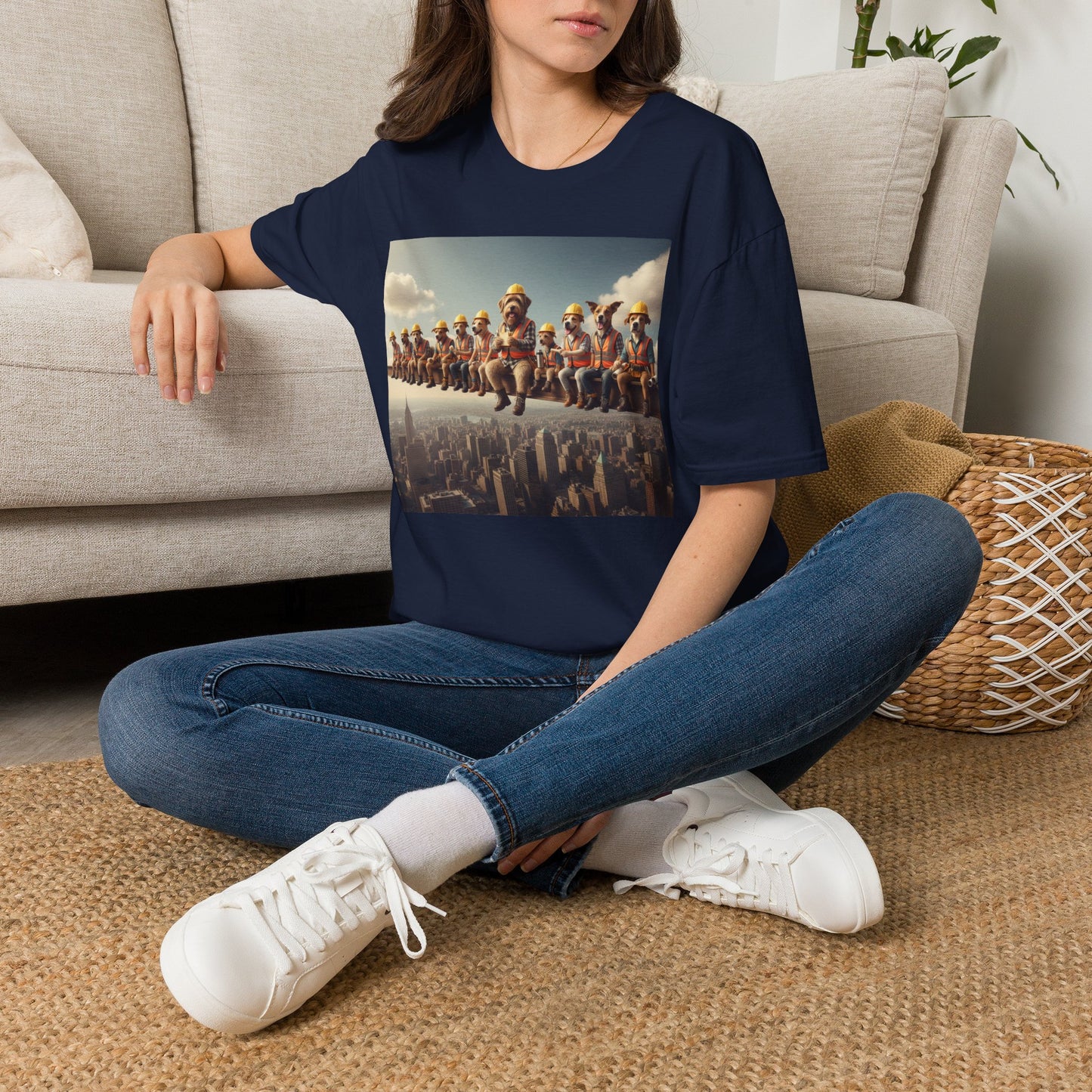 Canine Canvas Collection: Lunch atop a Skyscraper Homage Tee Shirt
