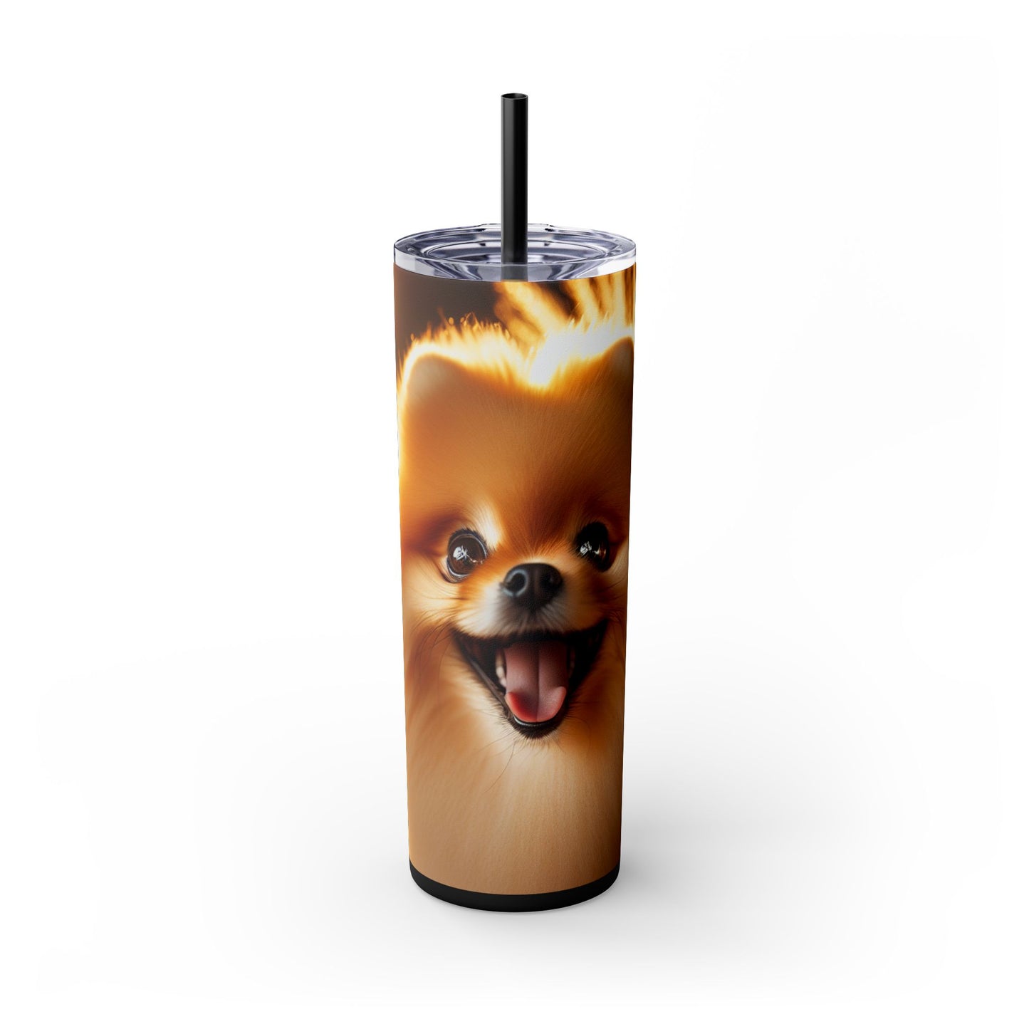 Pomeranian Skinny Tumbler with Straw, 20oz