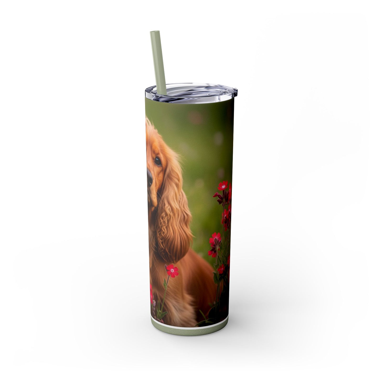 Vaso delgado con pajita de Cocker Spaniel, 20 oz