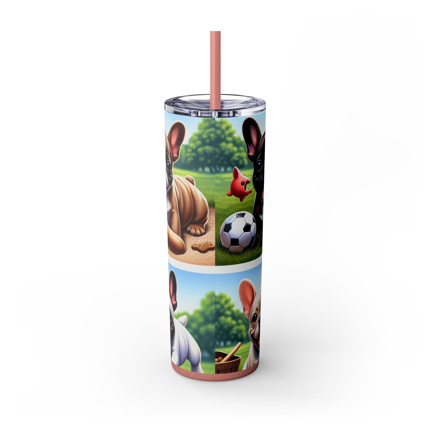 French Bulldog Skinny Tumbler with Straw, 20oz