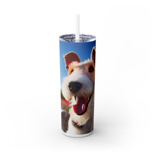 Wire Fox Terrier Skinny Tumbler with Straw, 20oz