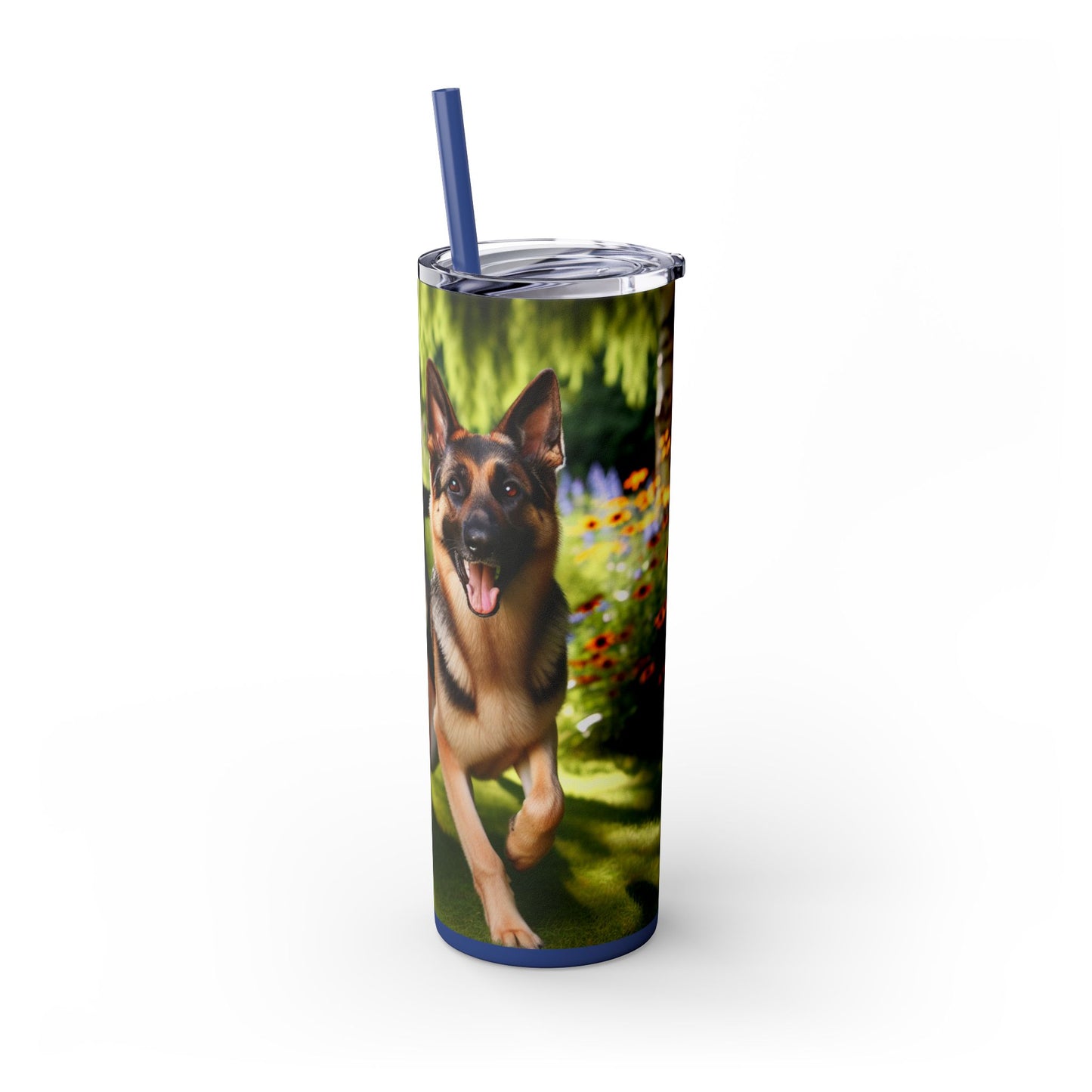 German Shepherd Skinny Tumbler with Straw, 20oz