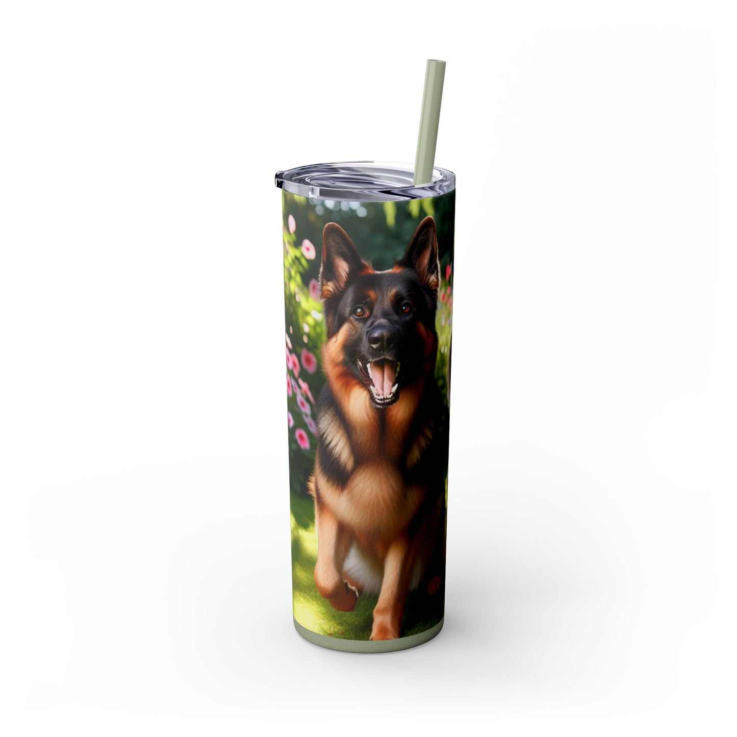 German Shepherd Skinny Tumbler with Straw, 20oz