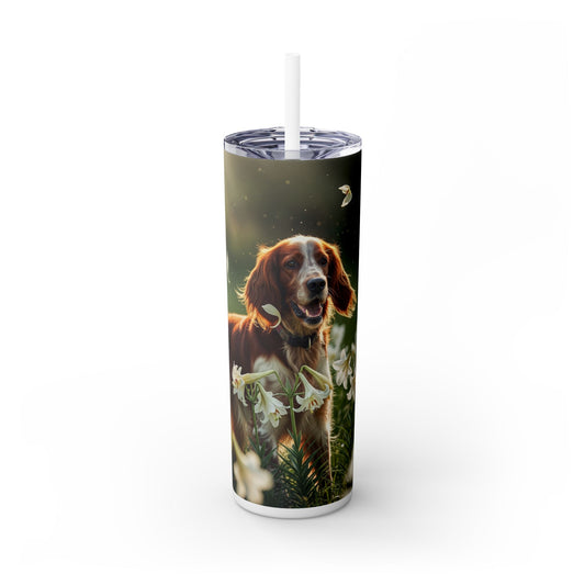 Irish Red and White Setter Tumbler with Straw, 20oz