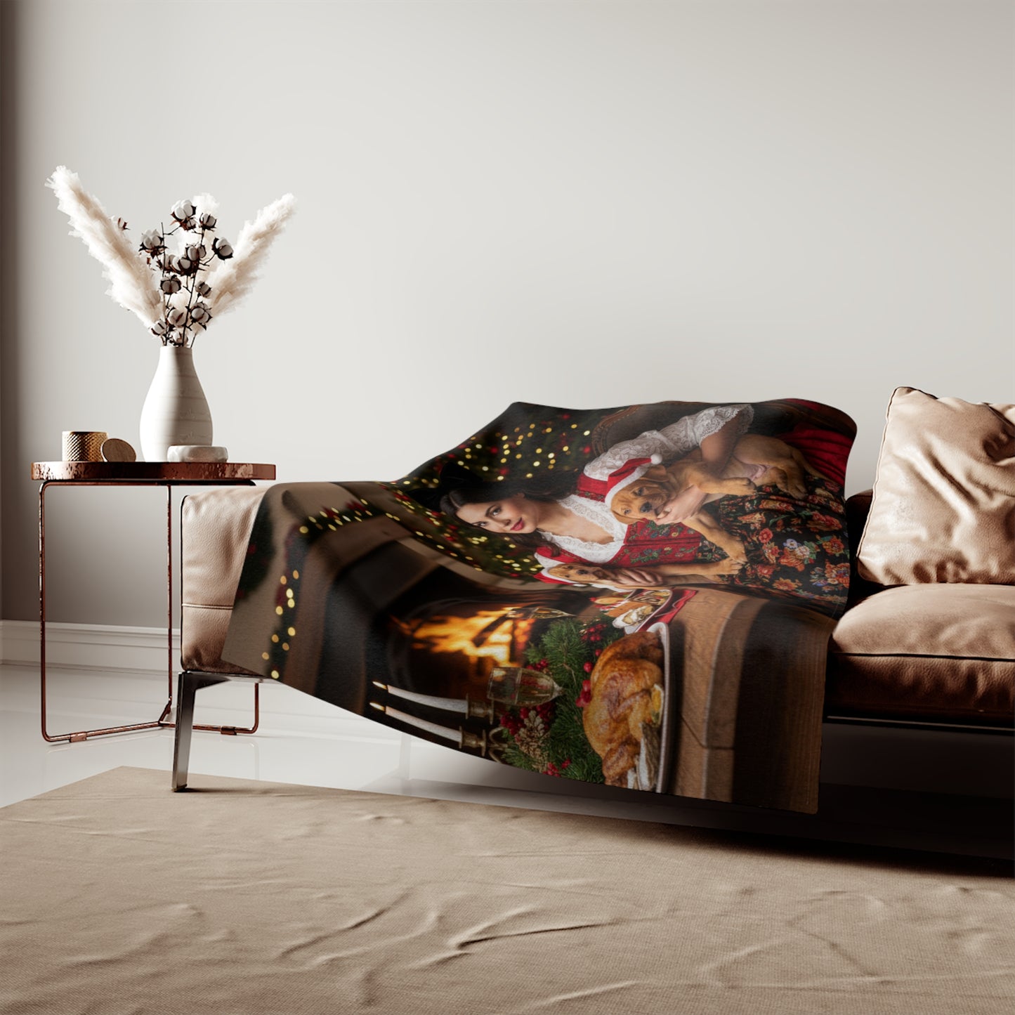 Holiday Fireplace Cozy Blanket