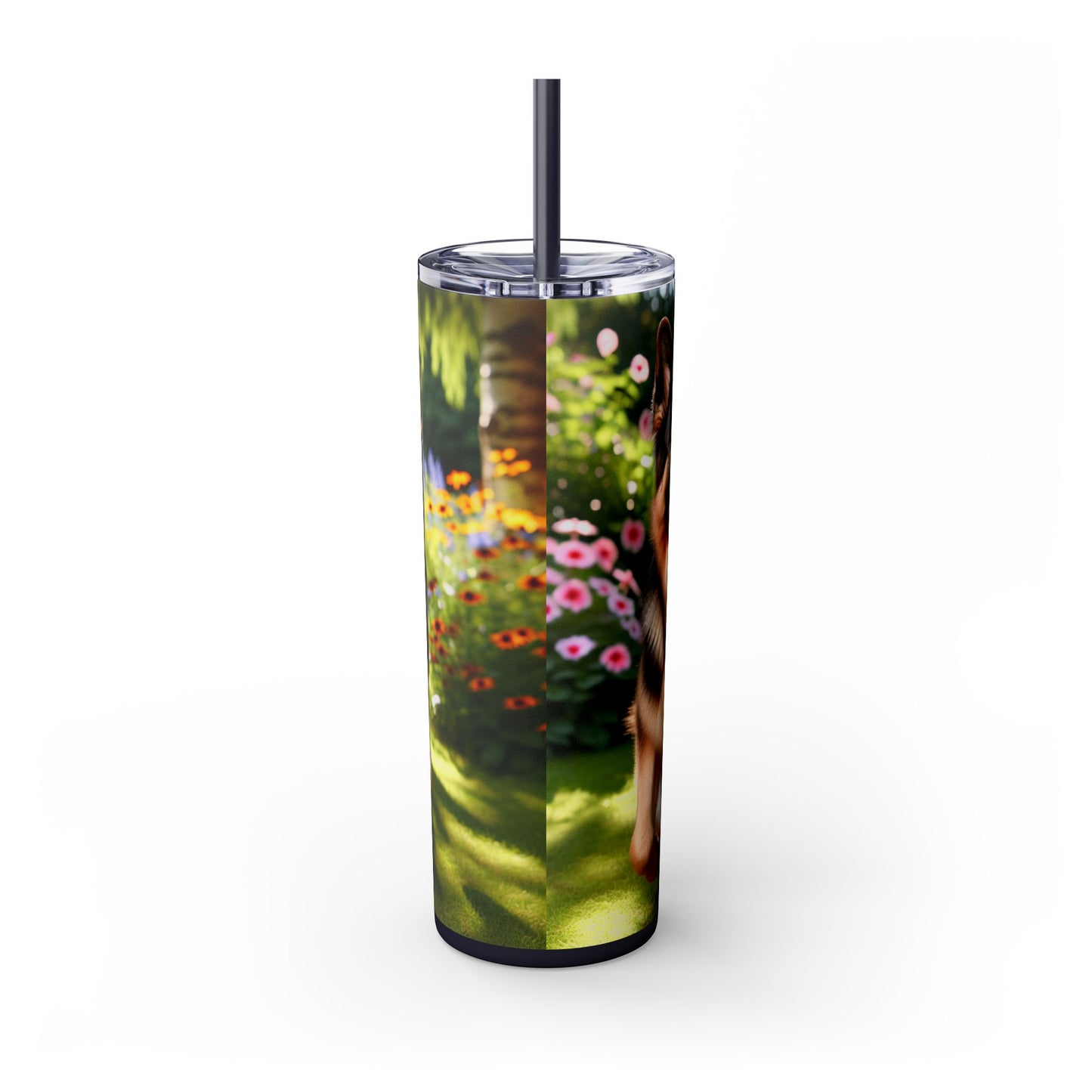 German Shepherd Skinny Tumbler with Straw, 20oz