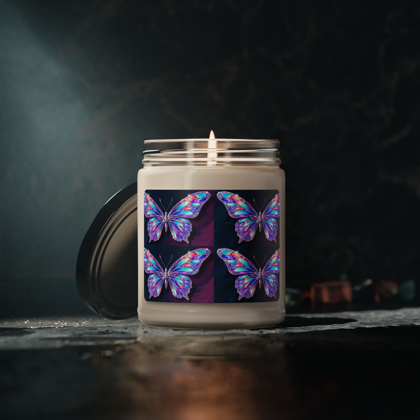 Glittery Psychedelic Butterfly- Scented Soy Candle, 9oz