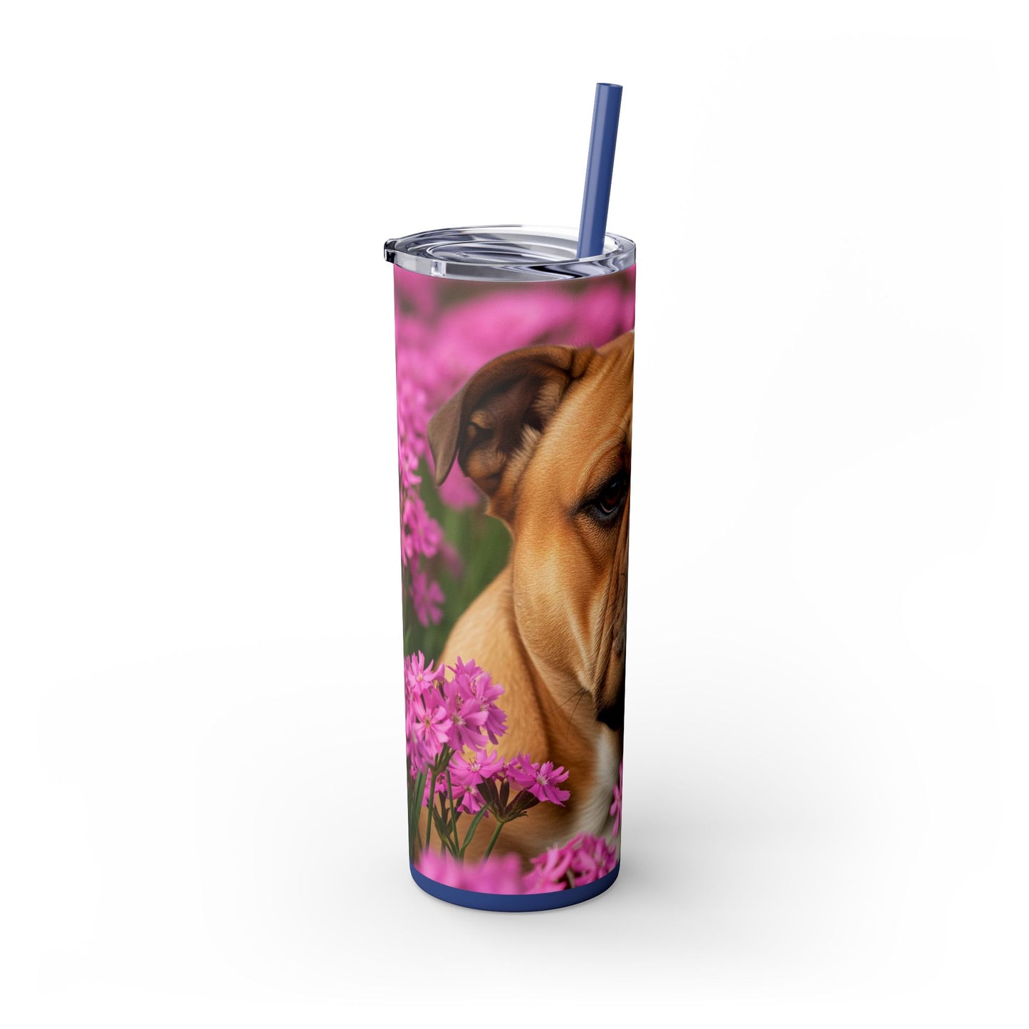 Bulldog Skinny Tumbler with Straw, 20oz