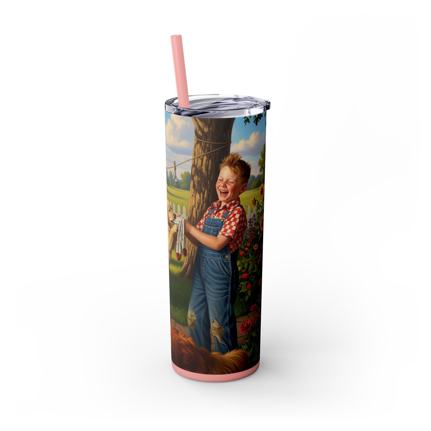 Golden Retriever Skinny Tumbler with Straw, 20oz