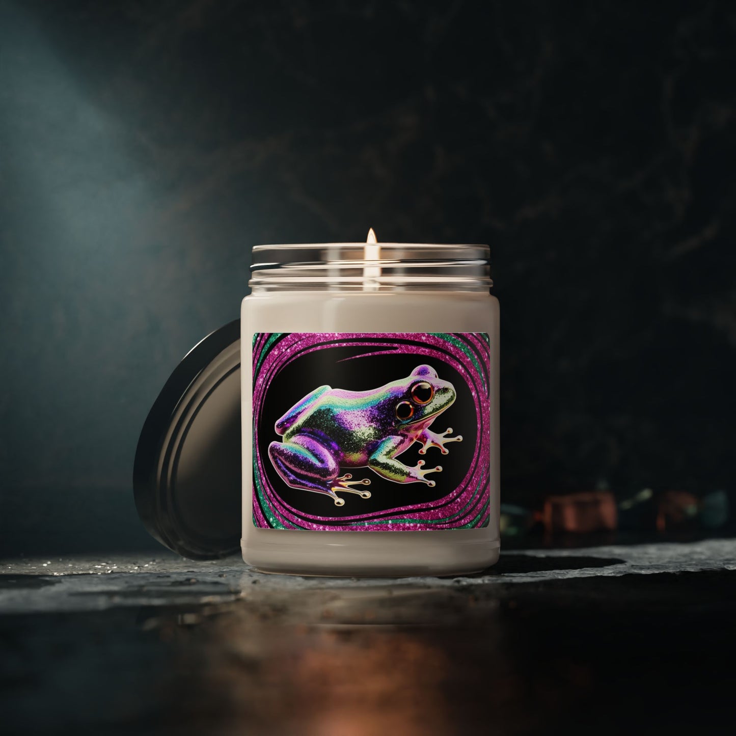 Glittery Psychedelic Frog- Scented Soy Candle, 9oz