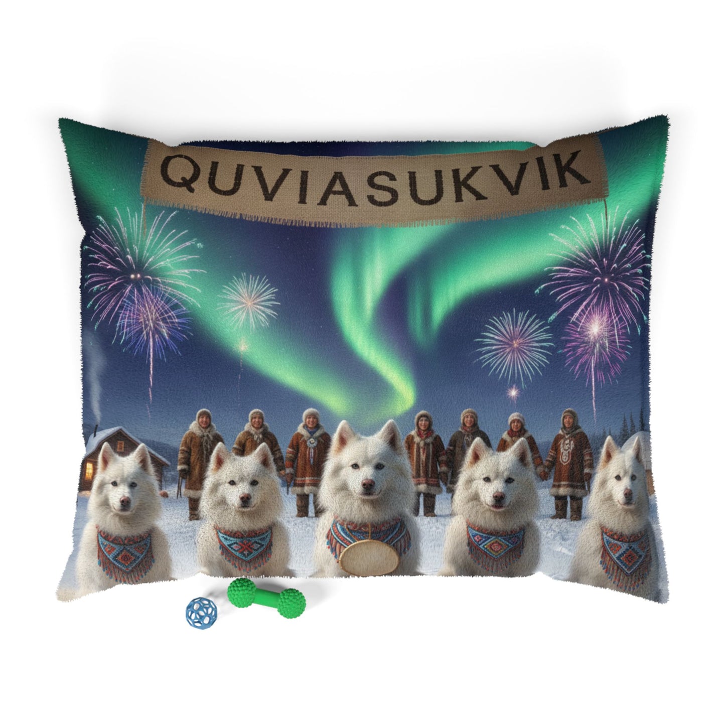 Northern Lights American Eskimo Dogs Pet Bed