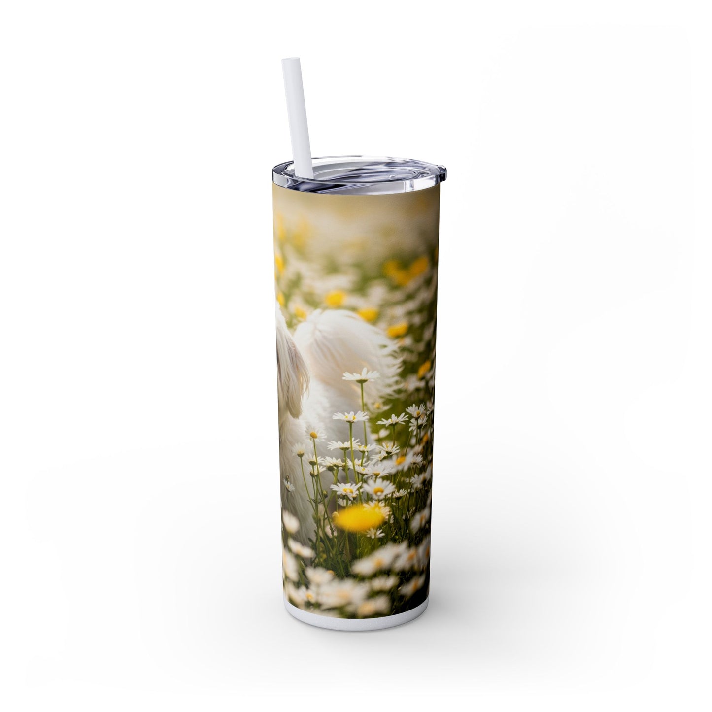 Lowchen Skinny Tumbler with Straw, 20oz
