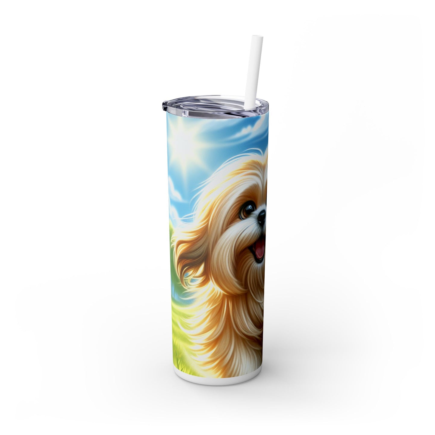 Lhasa Apso Skinny Tumbler with Straw, 20oz