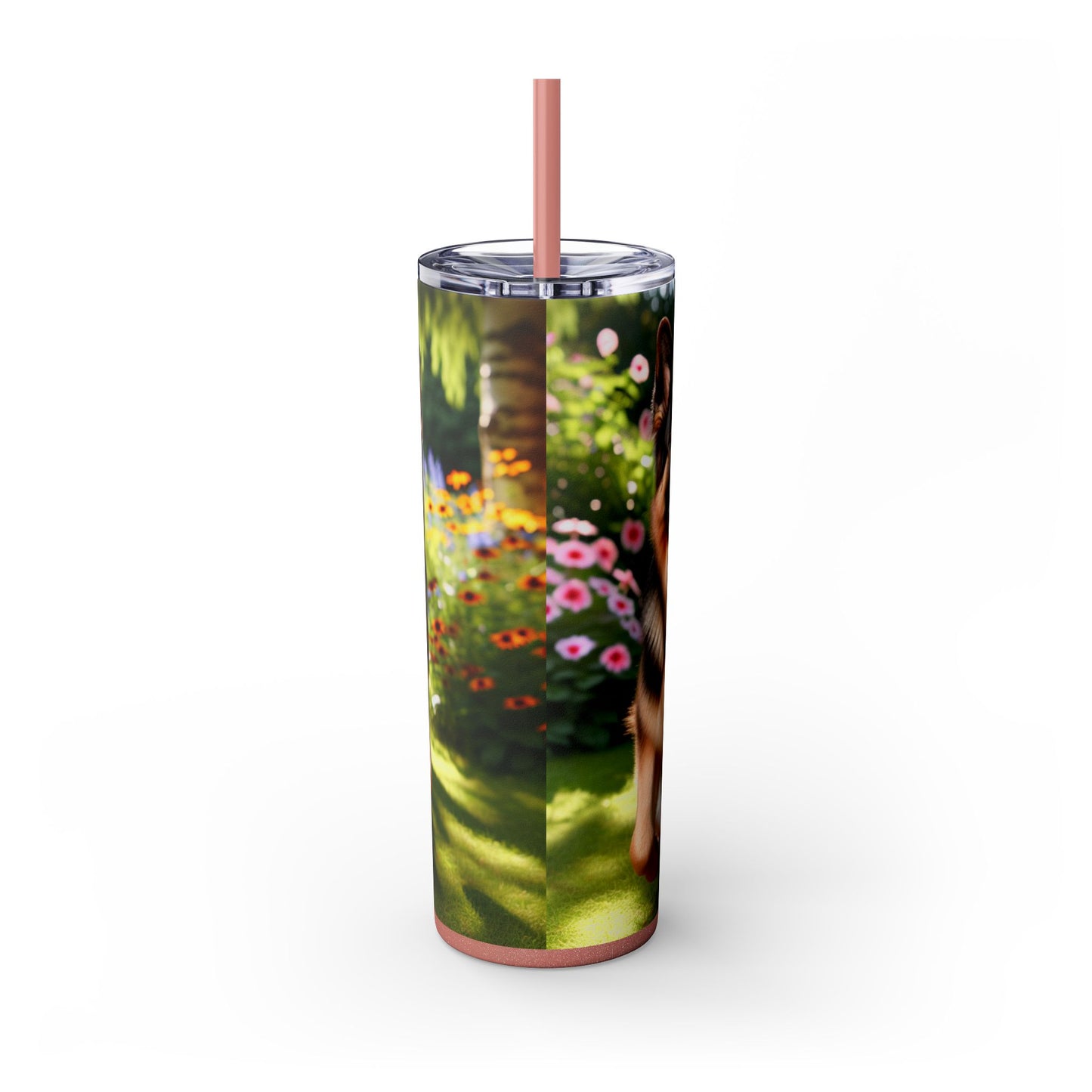 German Shepherd Skinny Tumbler with Straw, 20oz