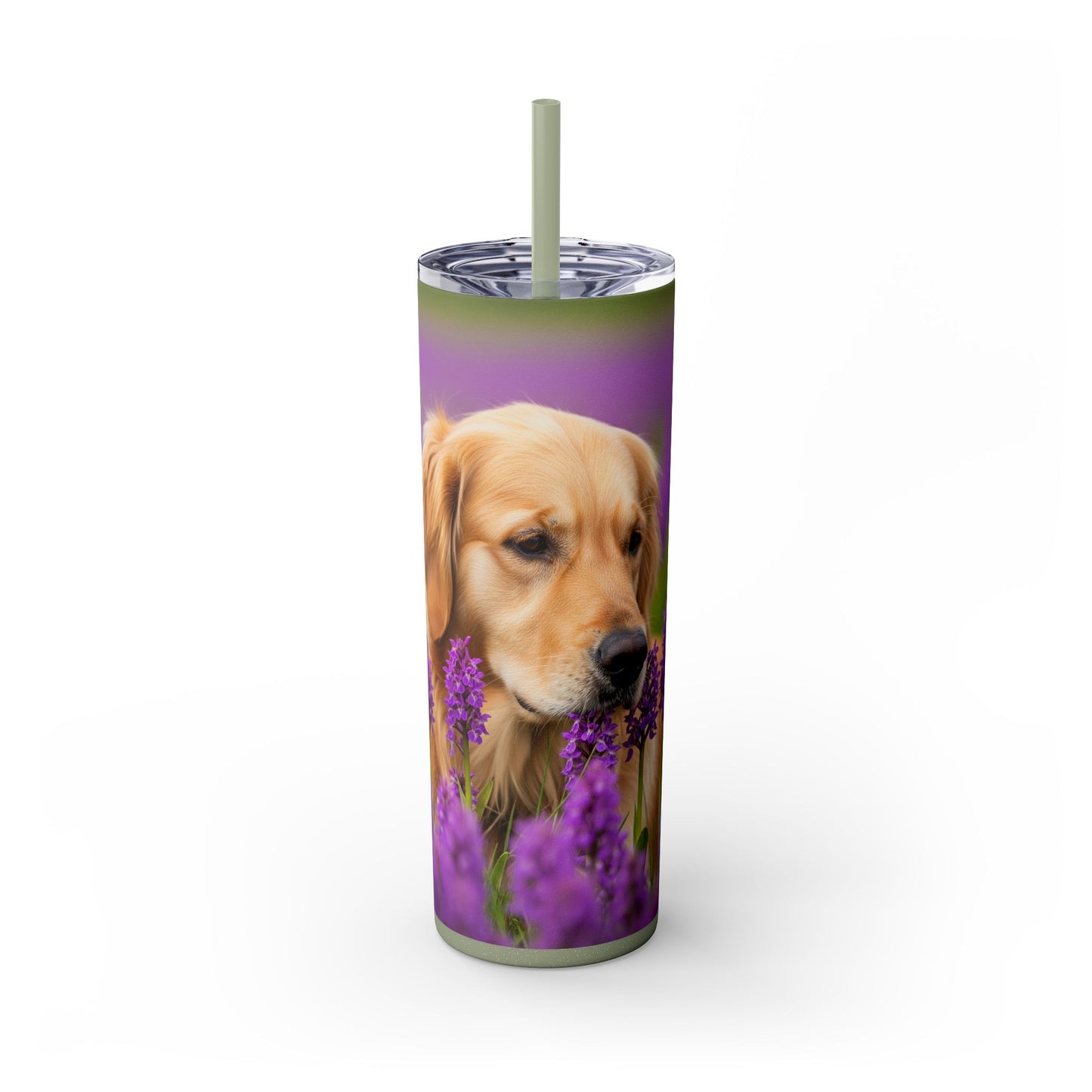 Golden Retriever Skinny Tumbler with Straw, 20oz