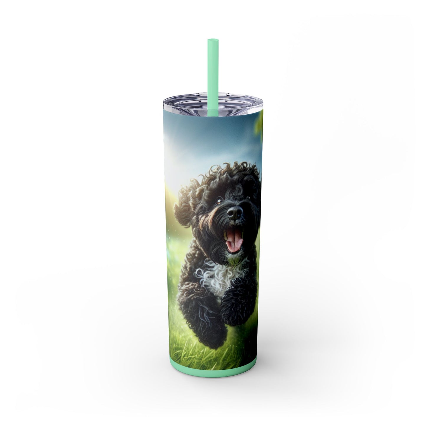 Portuguese Water Dog Skinny Tumbler with Straw, 20oz