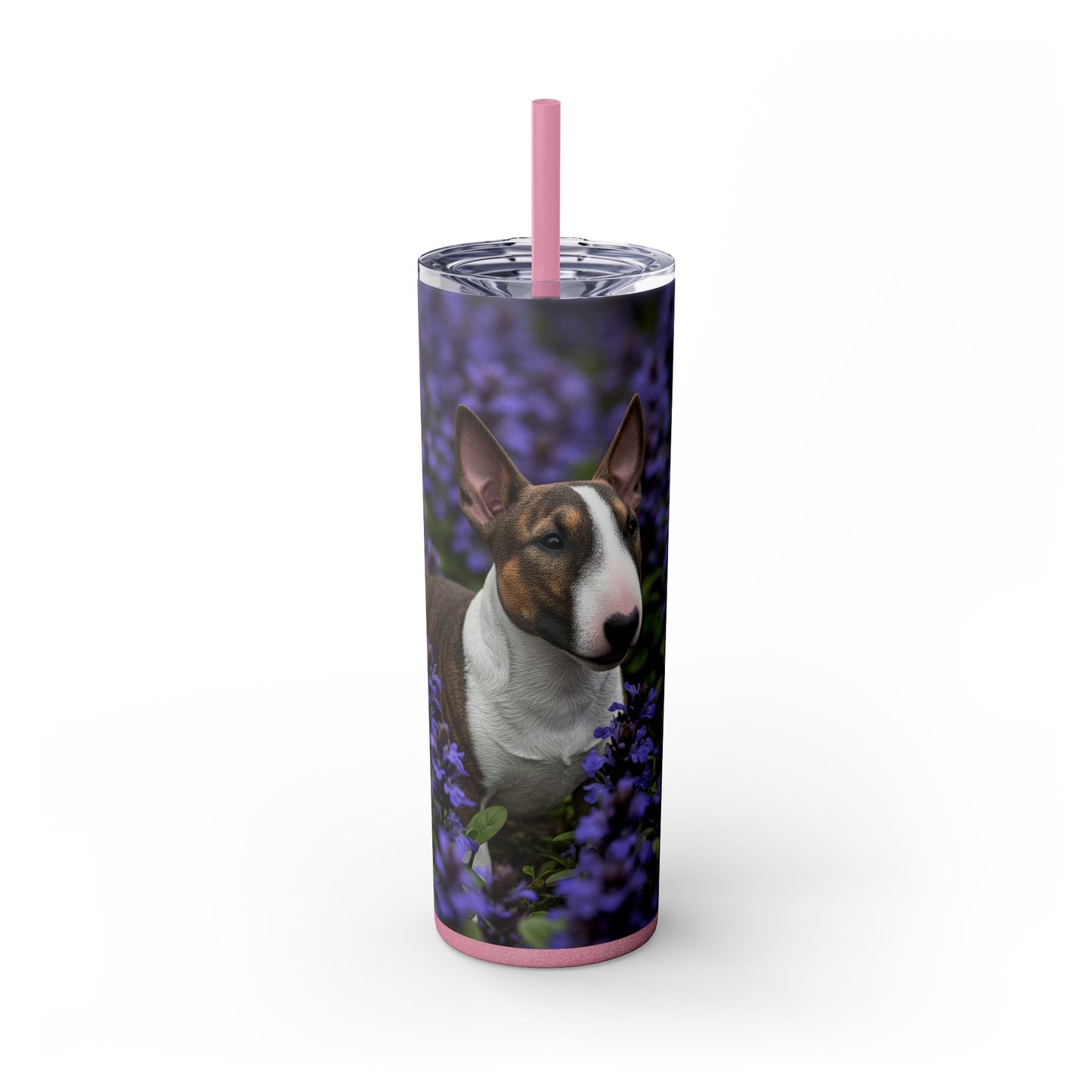 Miniature Bull Terrier Skinny Tumbler with Straw, 20oz