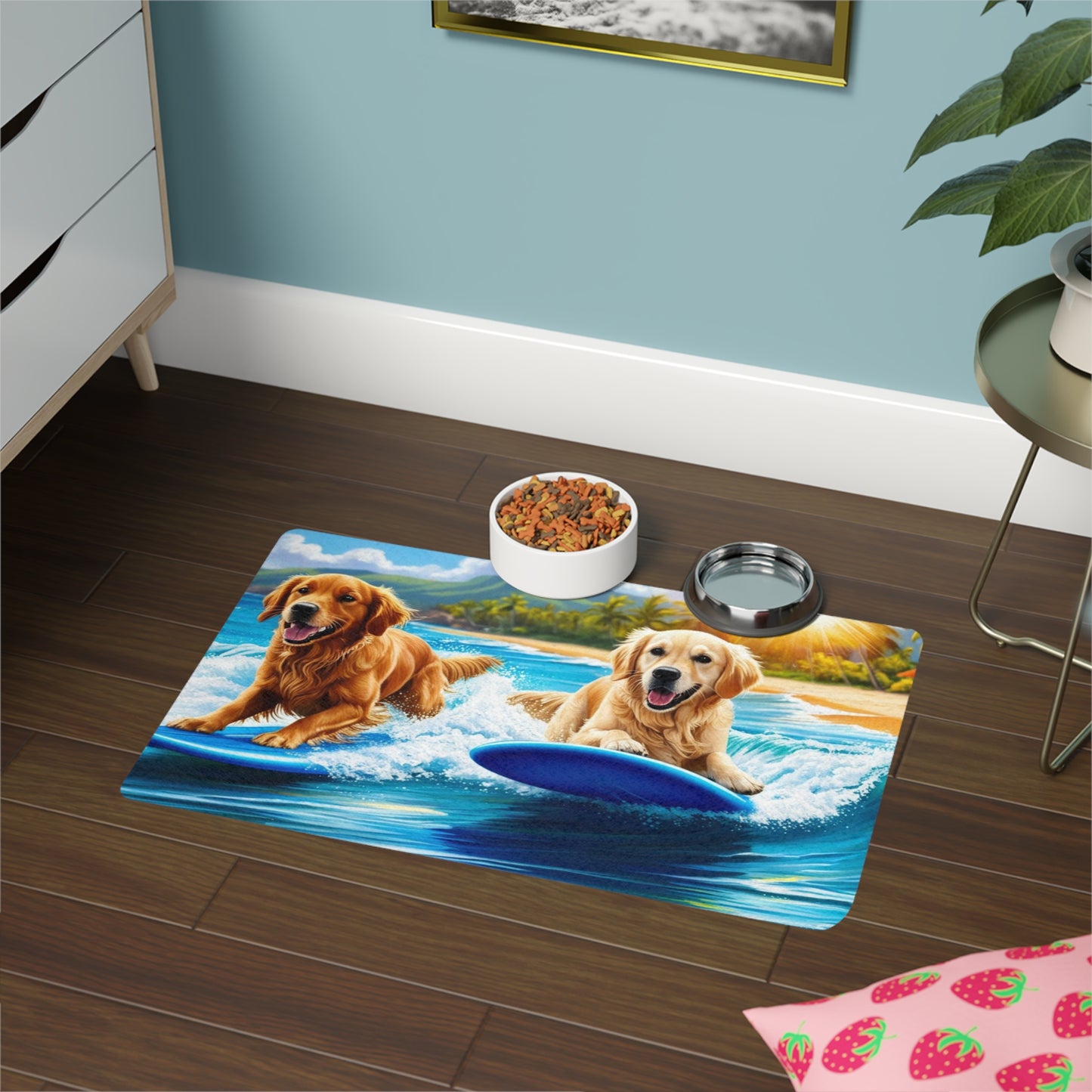 Pet Food Mat (12x18) - Surf Dogs