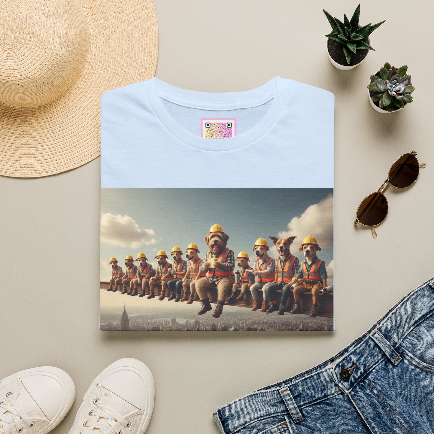 Canine Canvas Collection: Lunch atop a Skyscraper Homage Tee Shirt