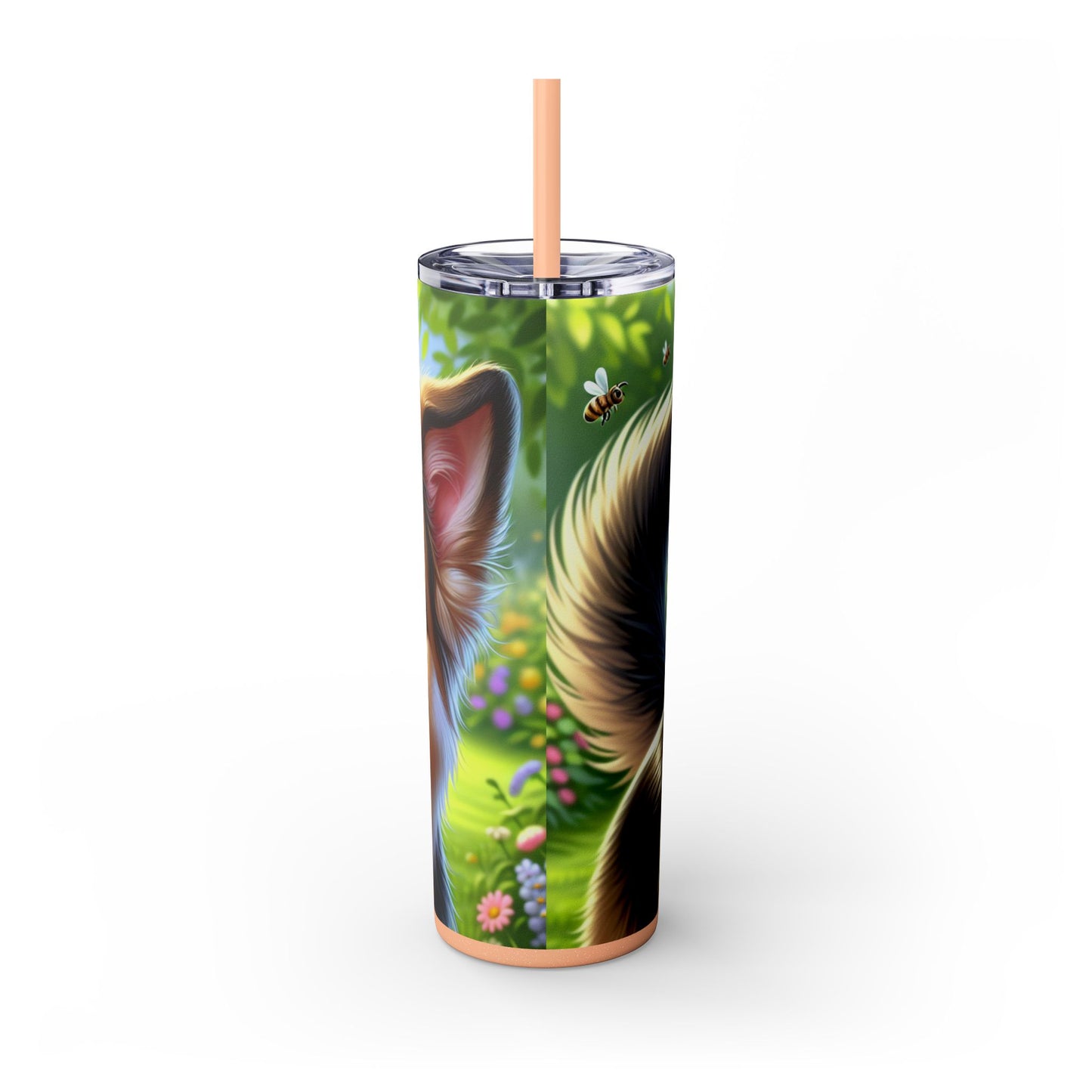 German Shepherd Skinny Tumbler with Straw, 20oz