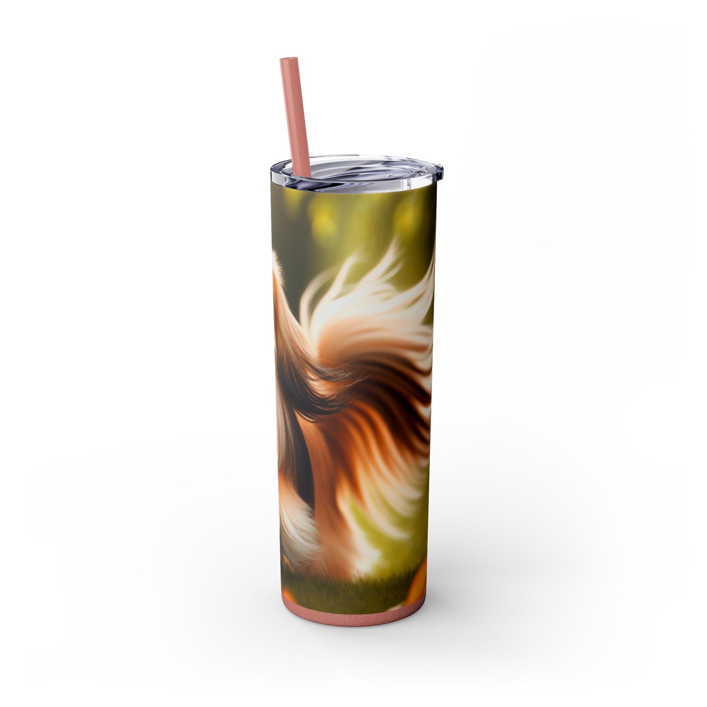 Tibetan Spaniel Skinny Tumbler with Straw, 20oz