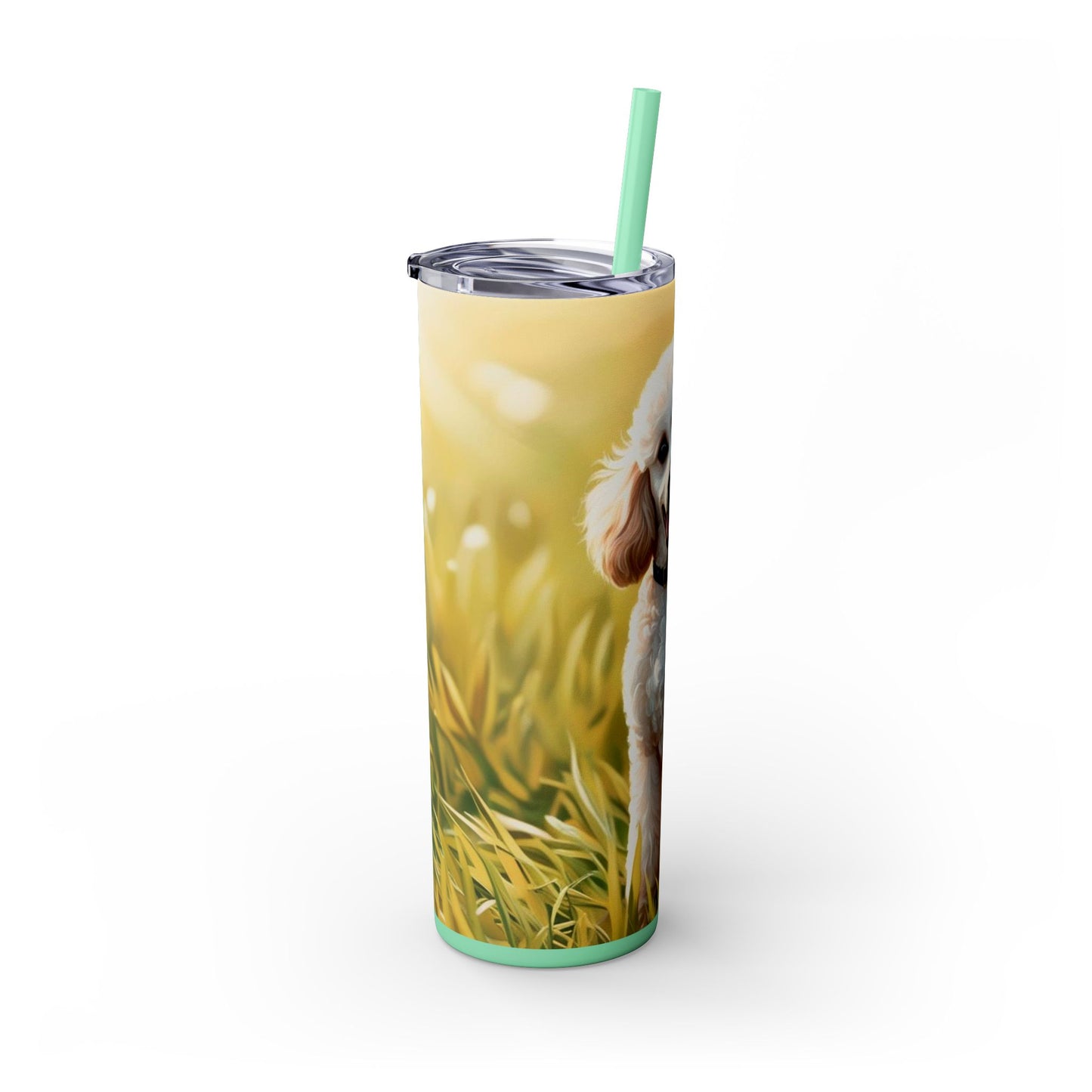 Miniature Poodle Skinny Tumbler with Straw, 20oz