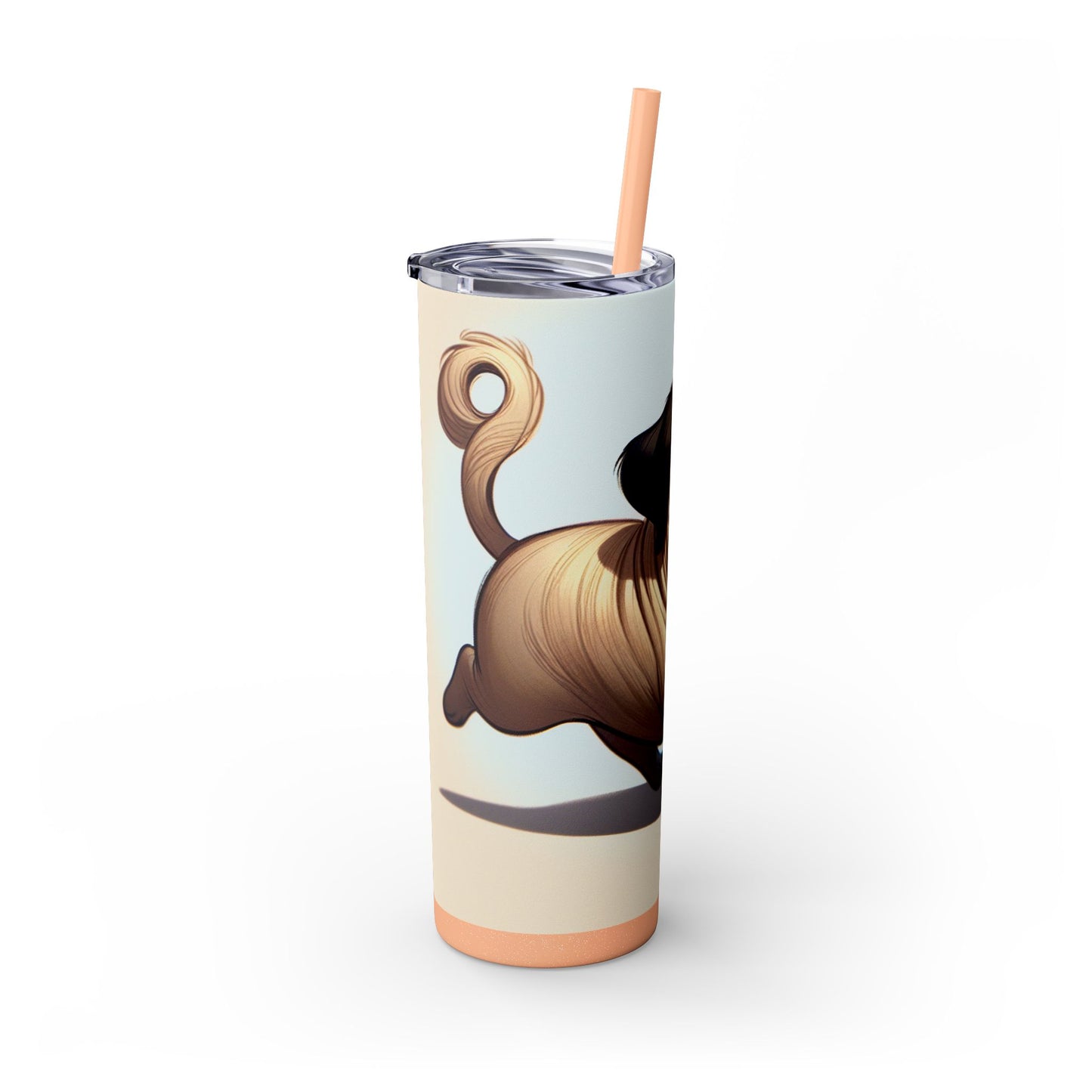 Pug Skinny Tumbler with Straw, 20oz