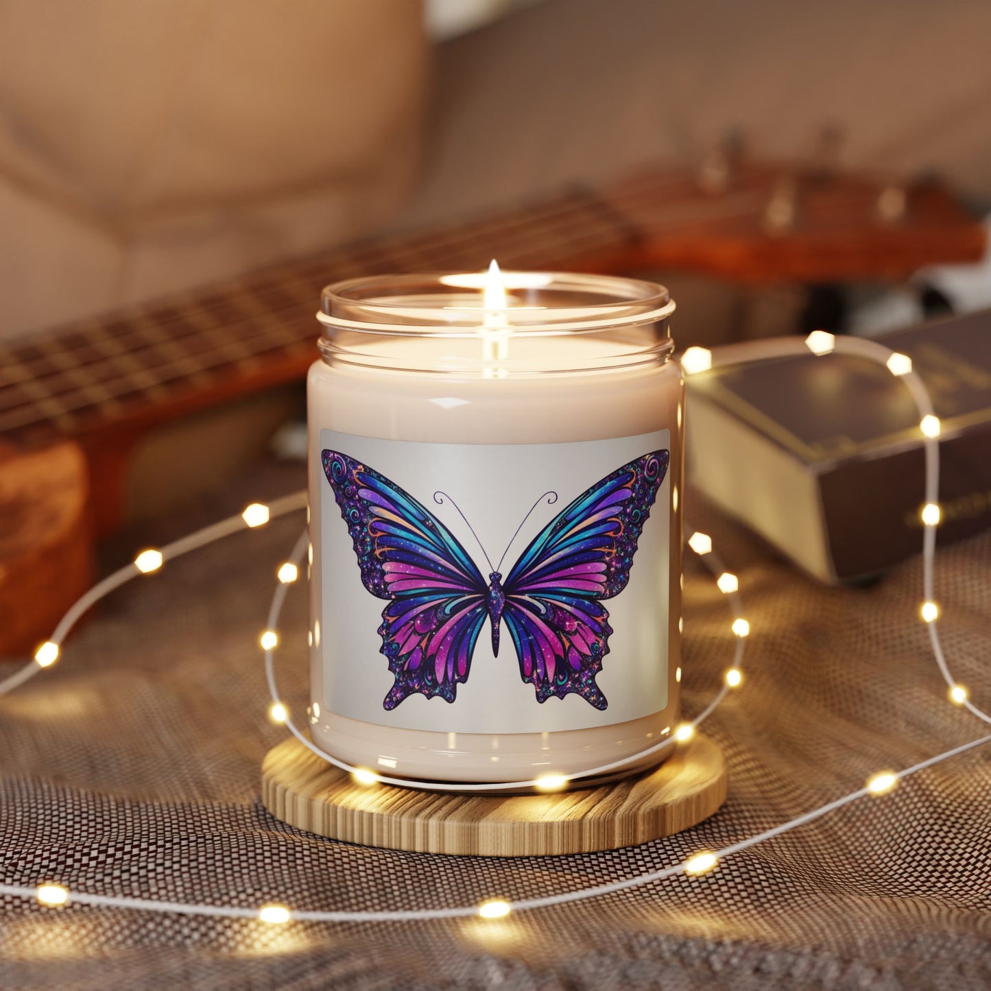 Glittery Psychedelic Butterfly- Scented Soy Candle, 9oz