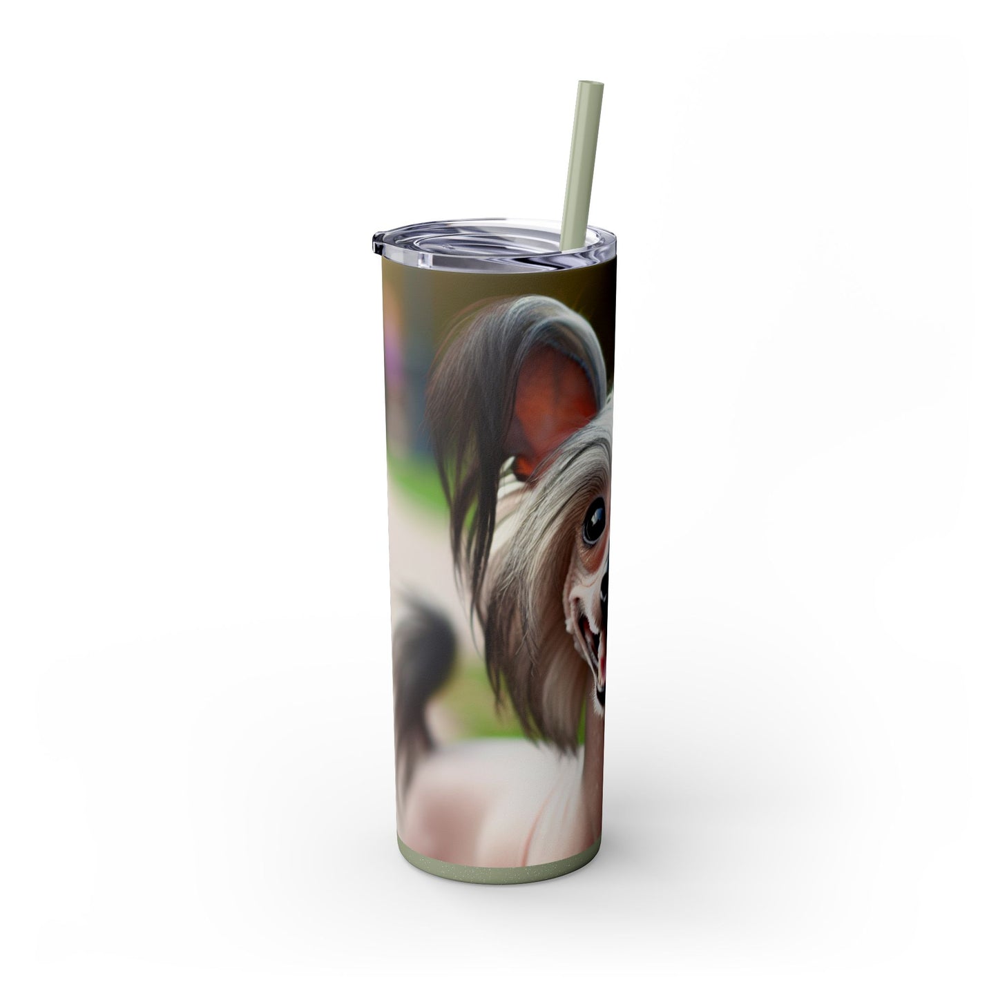 Gobelet isotherme à motif chien chinois à crête avec paille, 590 ml