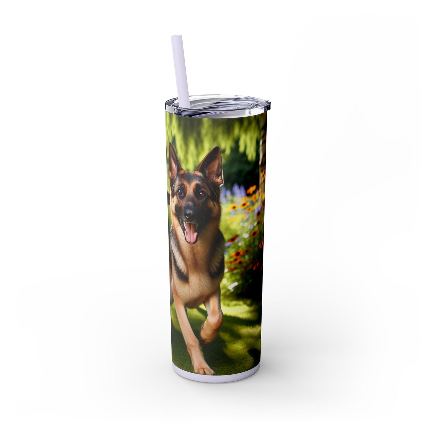 German Shepherd Skinny Tumbler with Straw, 20oz