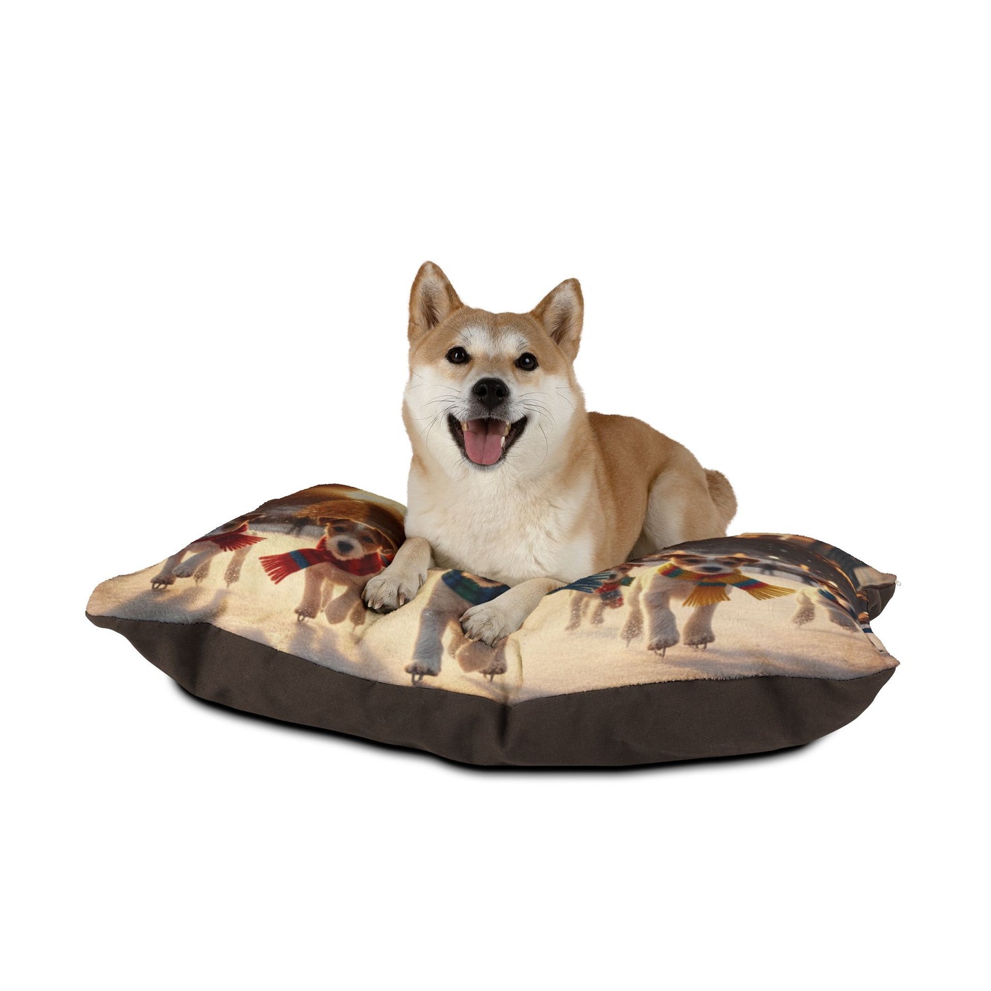 Holiday Puppy Cityscape Pet Bed