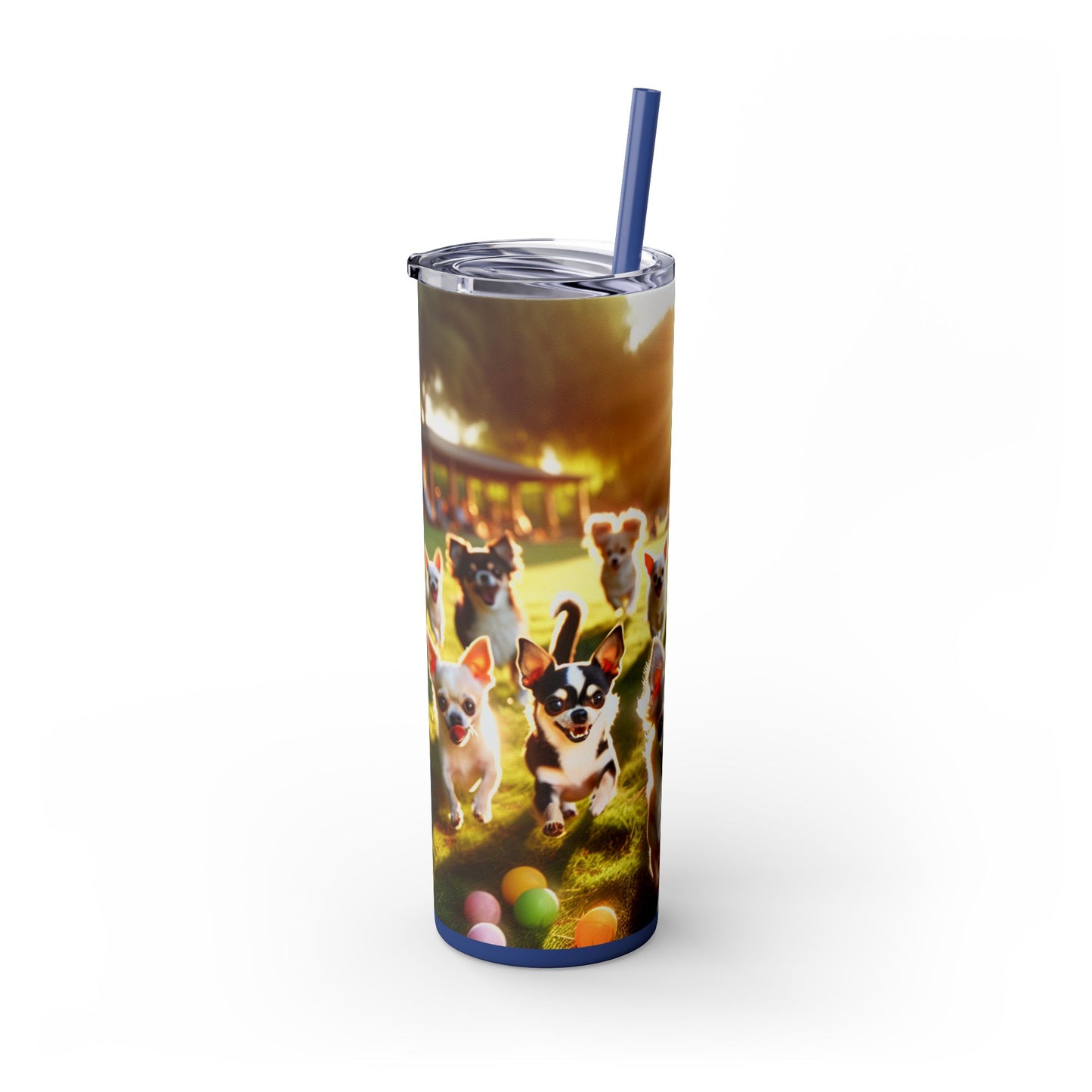 Chihuahua Skinny Tumbler with Straw, 20oz