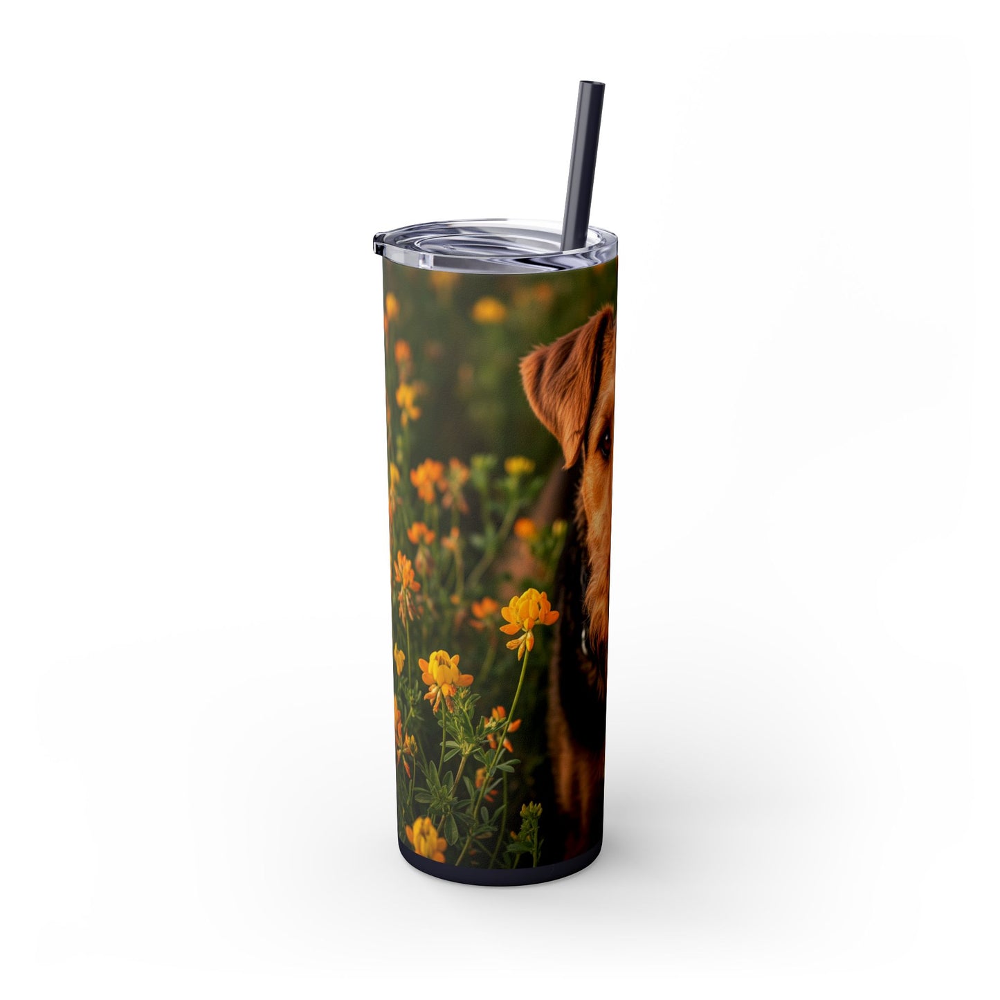 Airedale Terrier Skinny Tumbler with Straw, 20oz