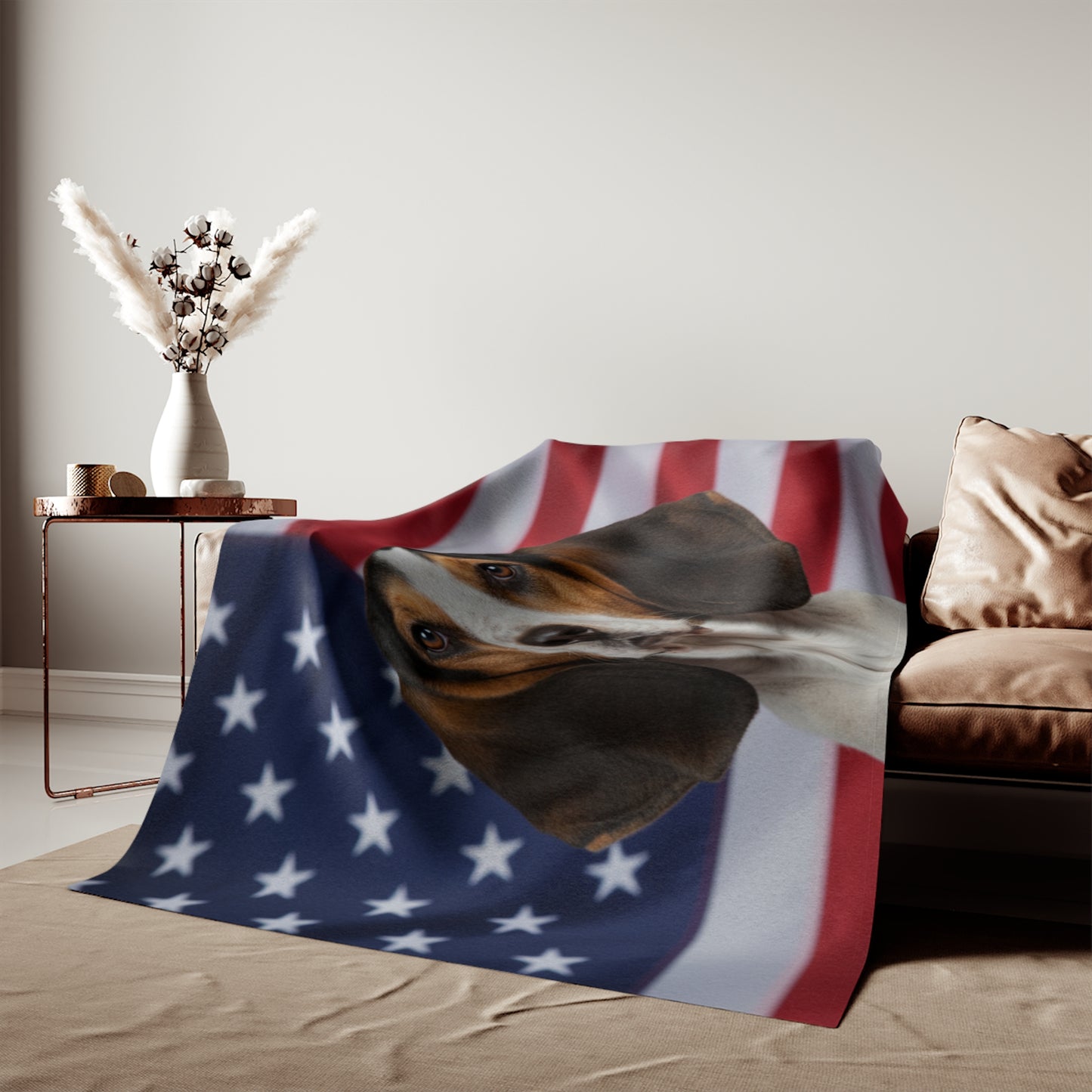 American English Coonhound Patriotic Blanket