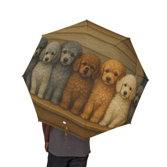 Poodle puppies Semi-Automatic Foldable Umbrella
