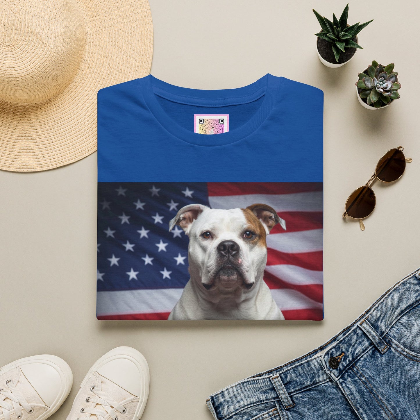Patriotic T-Shirt — American Flag Dog Tee
