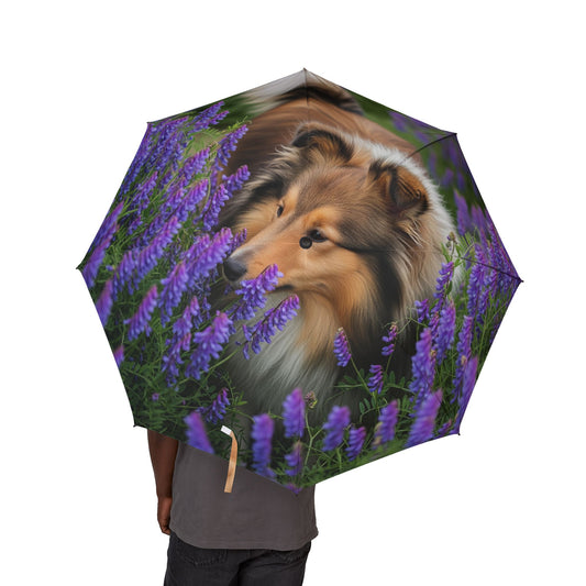 Shetland Sheepdog Semi-Automatic Foldable Umbrella