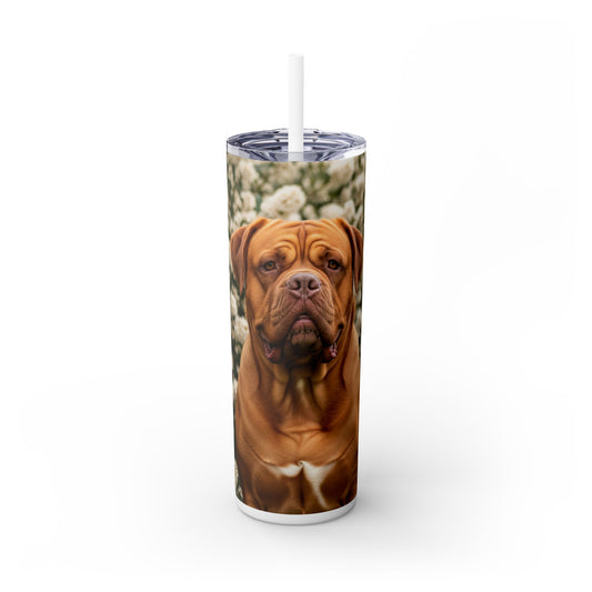 Dogue de Bordeaux Skinny Tumbler with Straw, 20oz
