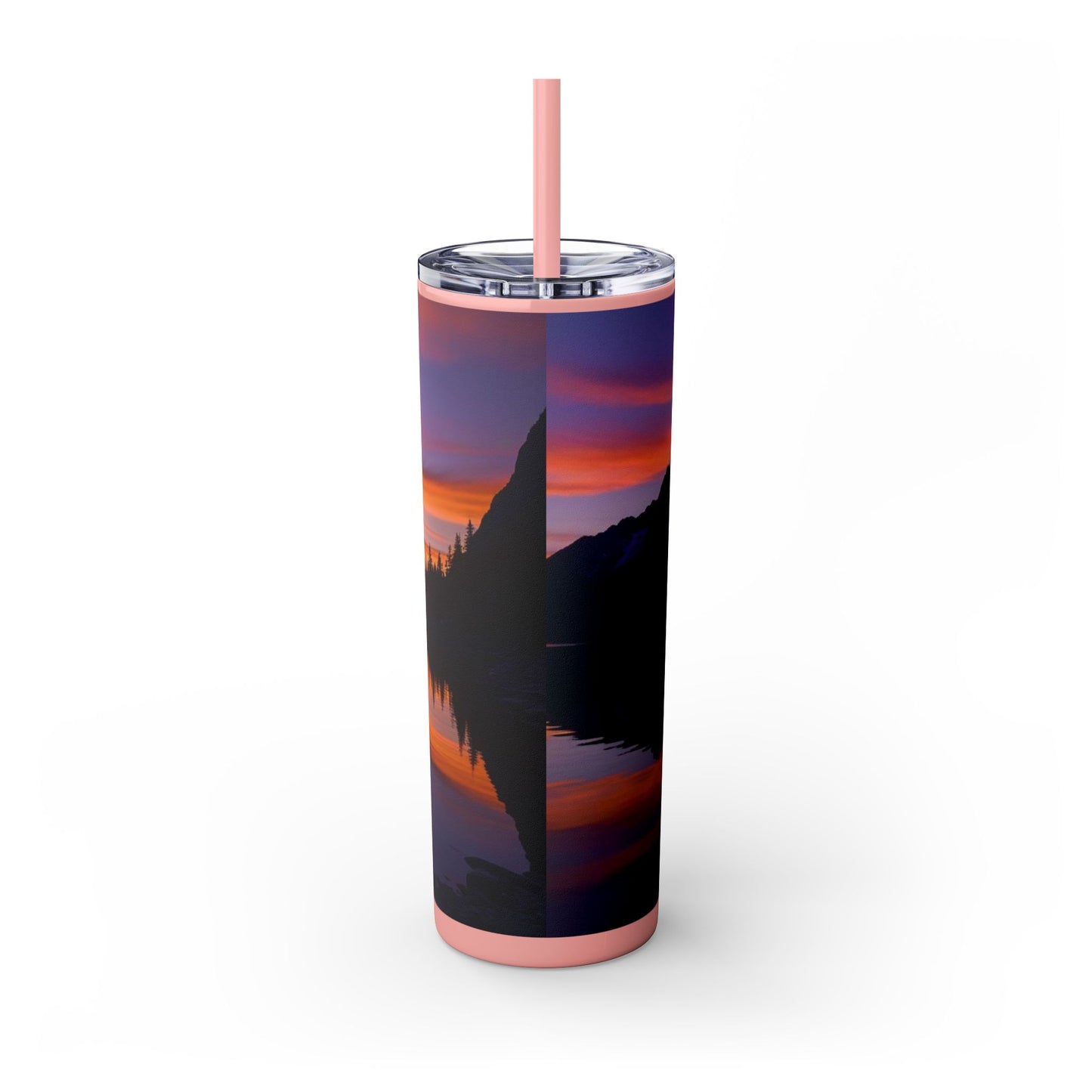 Mountain Lake Sunrise Skinny Tumbler with Straw, 20oz