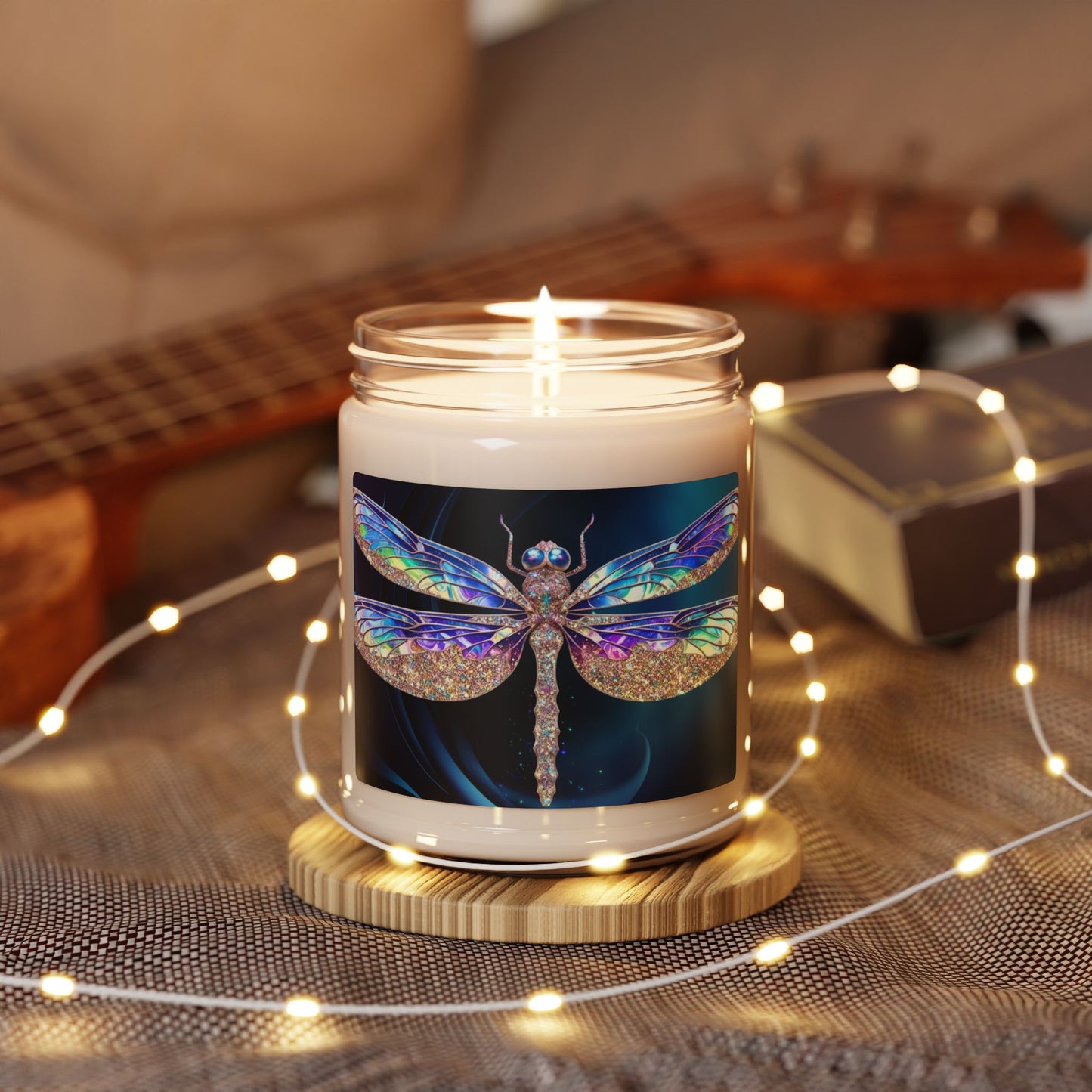 Glittery Psychedelic Dragonfly- Scented Soy Candle, 9oz