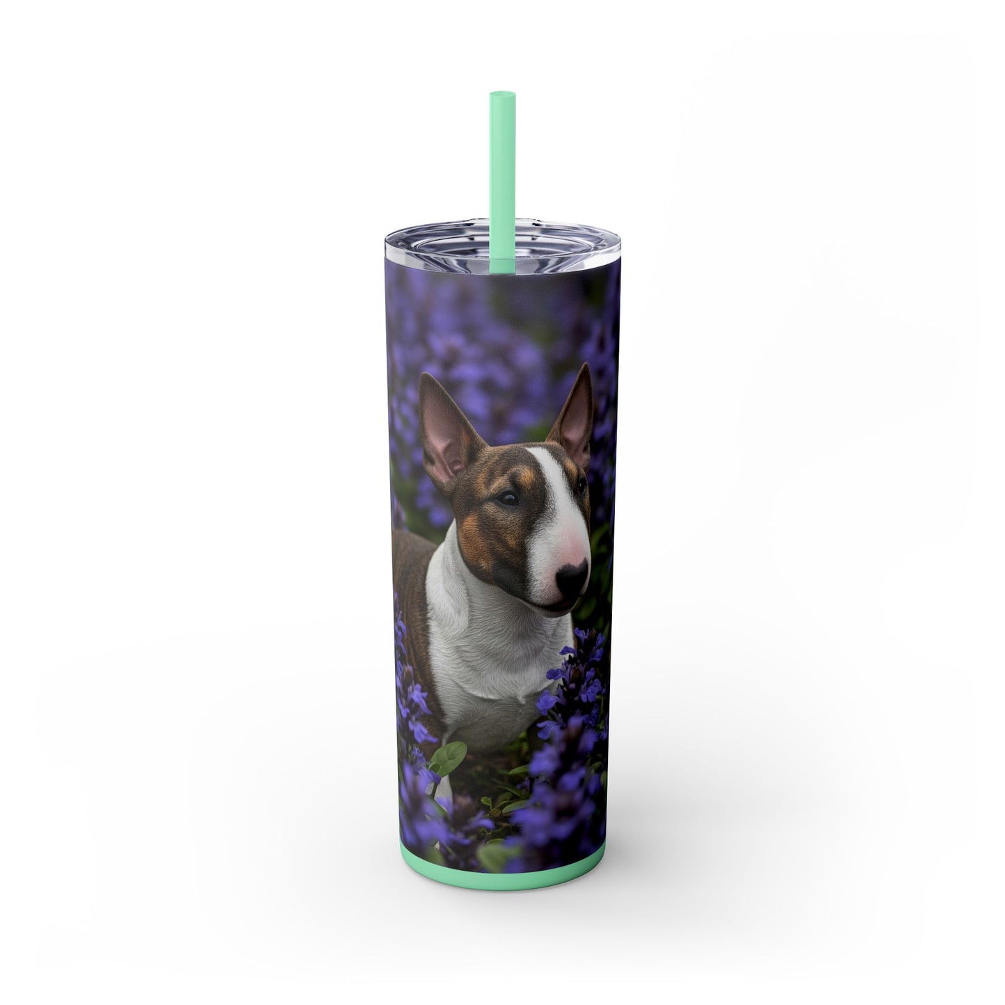 Miniature Bull Terrier Skinny Tumbler with Straw, 20oz