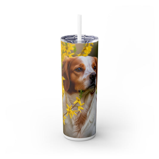 Brittany Dog Tumbler with Straw, 20oz