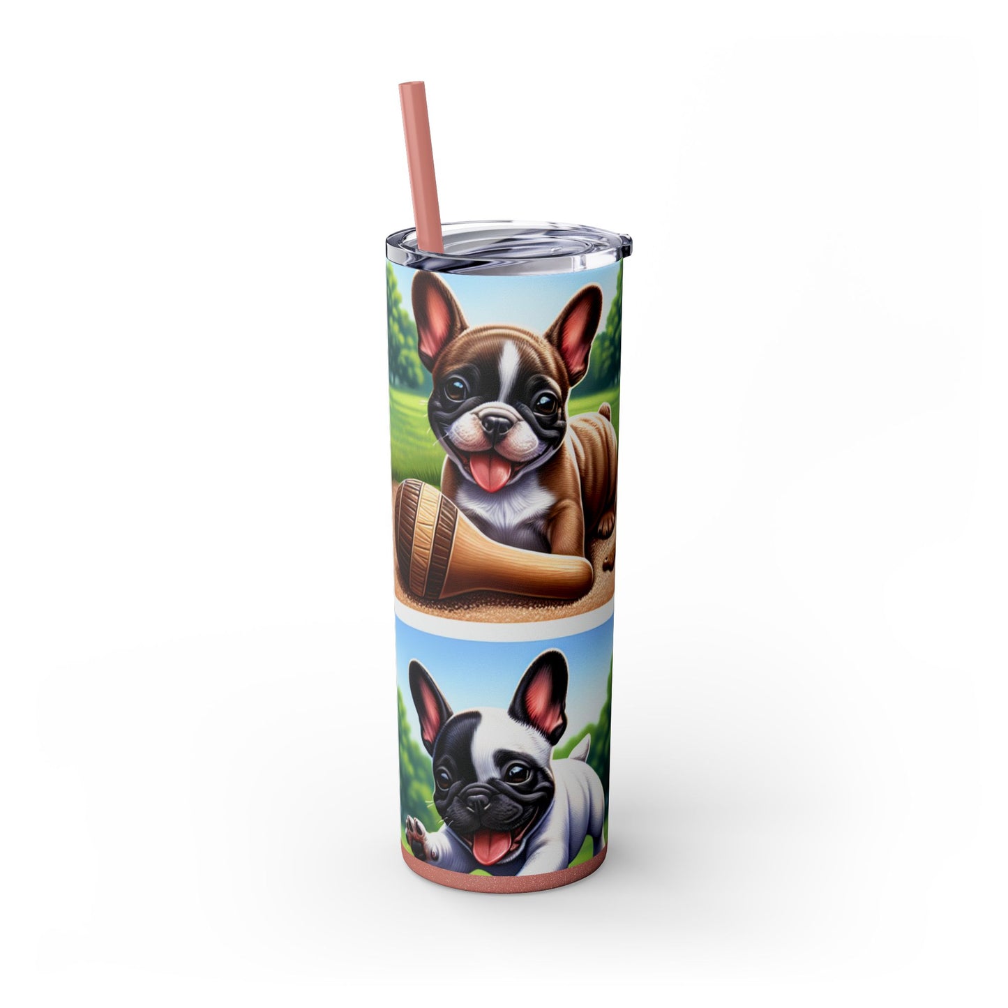 French Bulldog Skinny Tumbler with Straw, 20oz