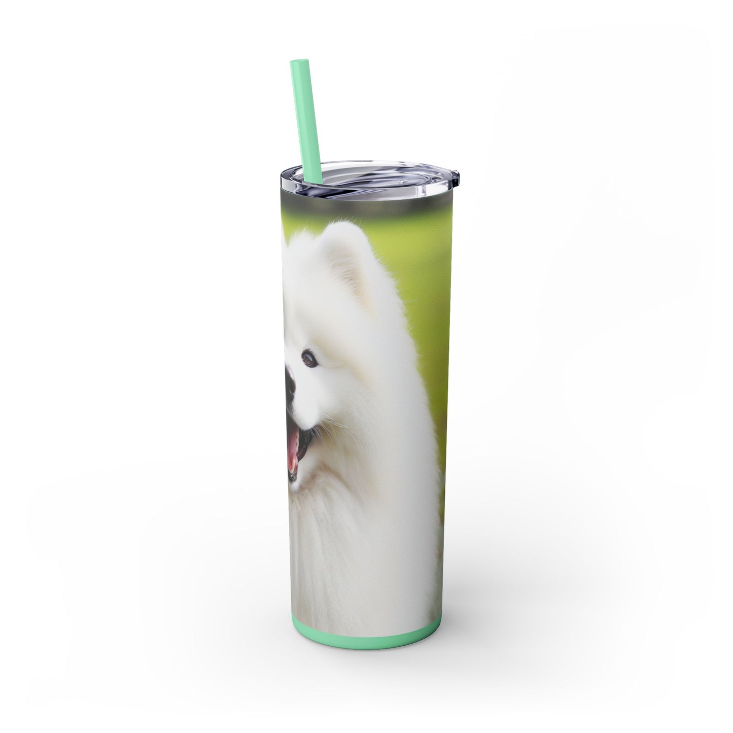 Samoyed Skinny Tumbler with Straw, 20oz