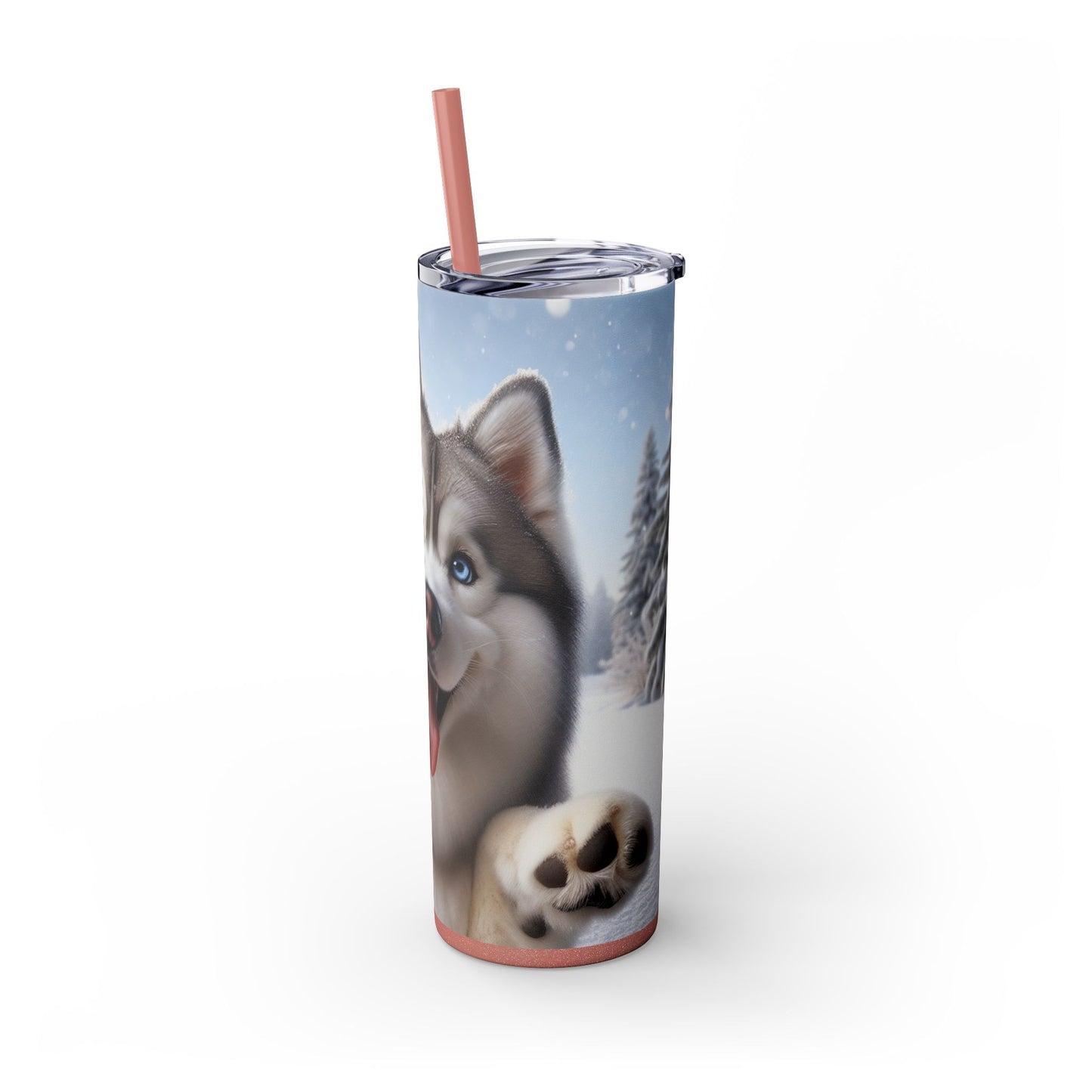 Siberian Husky Skinny Tumbler with Straw, 20oz