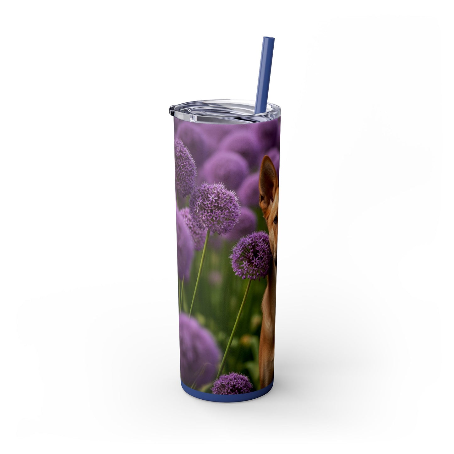 Canaan Dog Skinny Tumbler with Straw, 20oz