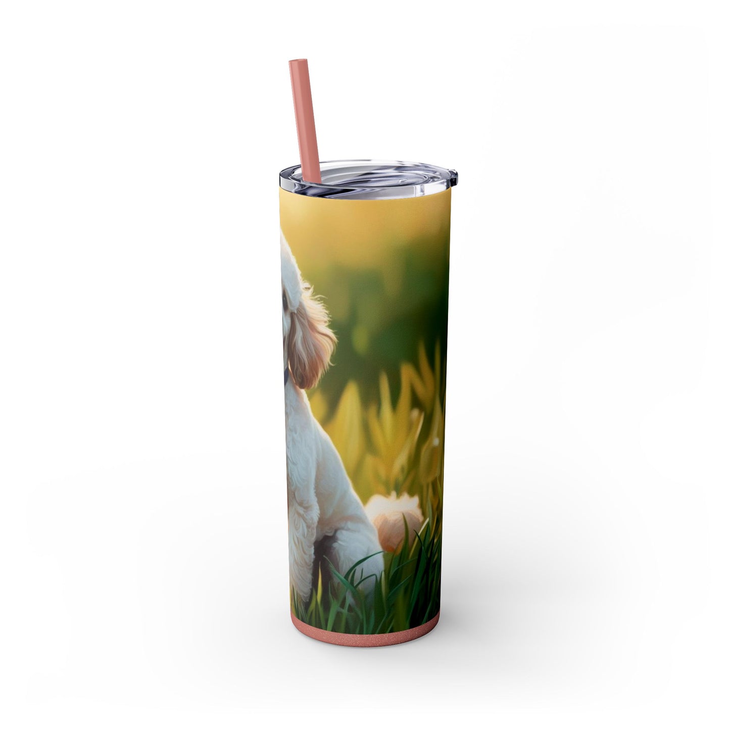 Miniature Poodle Skinny Tumbler with Straw, 20oz