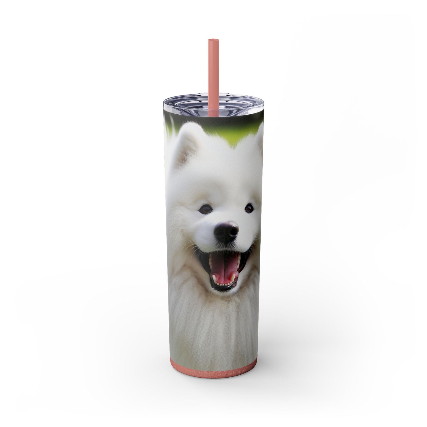 Samoyed Skinny Tumbler with Straw, 20oz