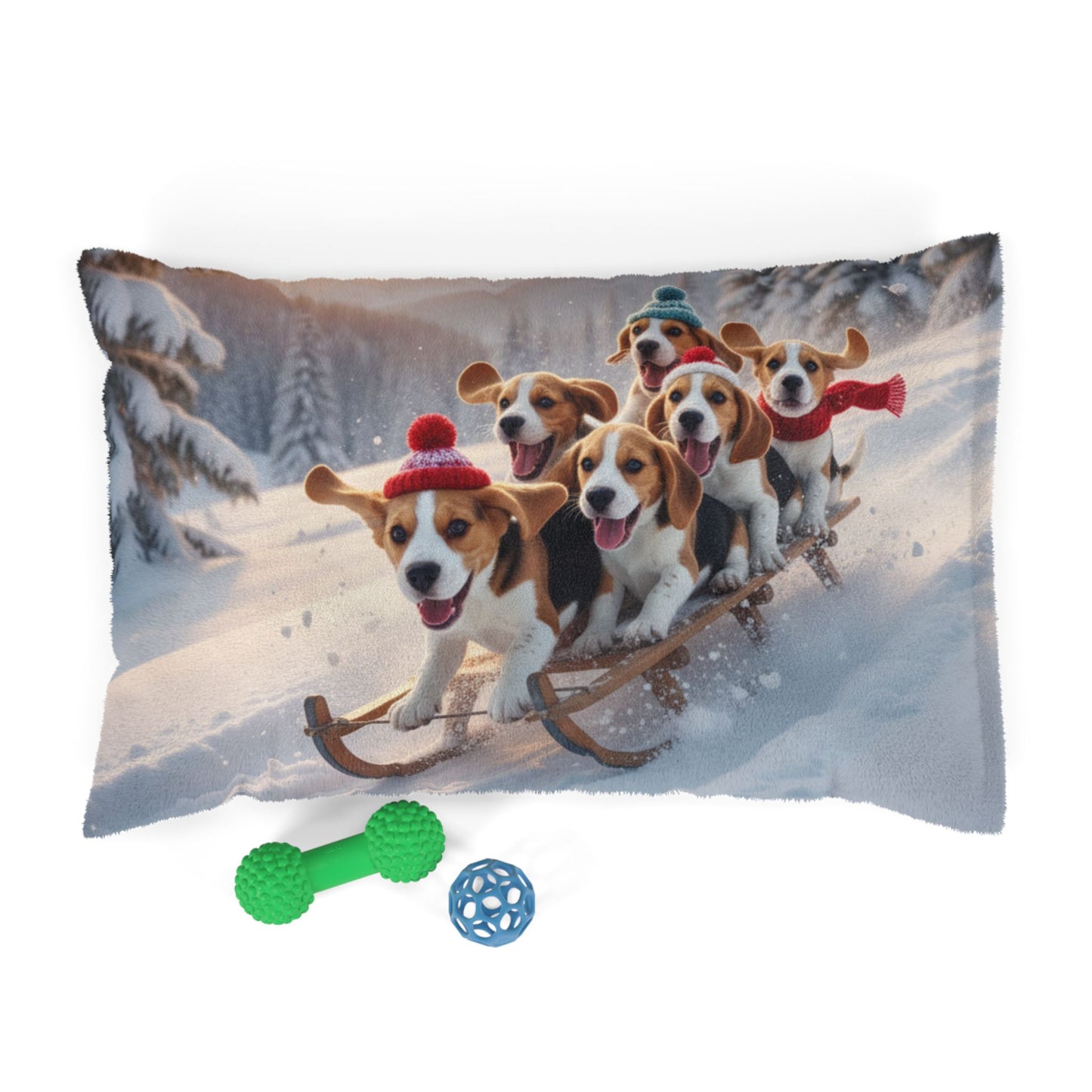 Holiday Sledding Beagle Pet Bed